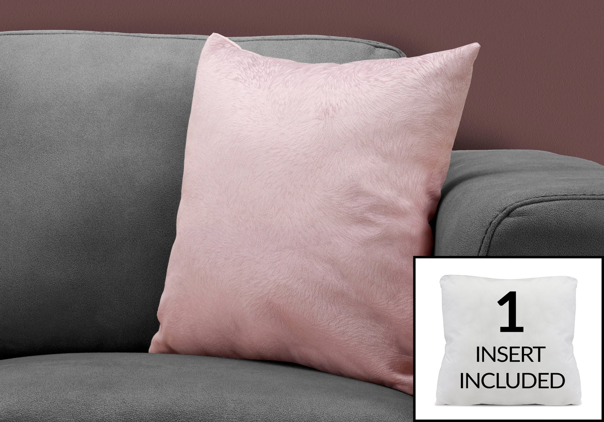 Image of pillow - 18inch x 18inch light pink feathered velvet 1pc  i 9322.