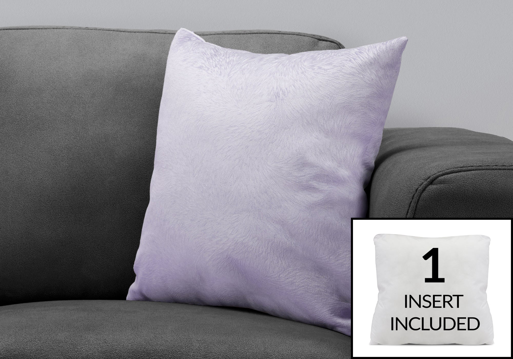 Image of pillow - 18inch x 18inch light purple feathered velvet 1pc  i 9324.