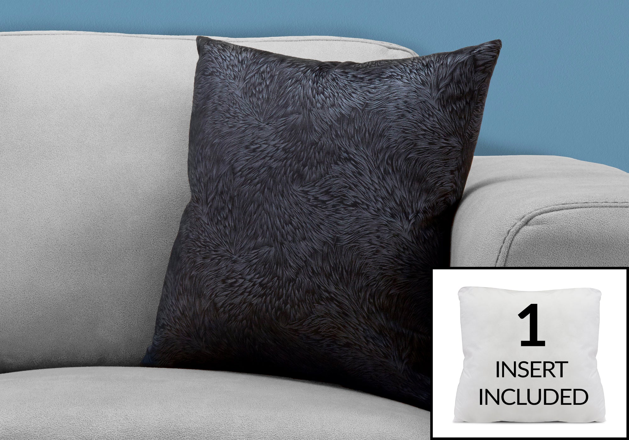 Image of pillow - 18inch x 18inch black feathered velvet 1pc  i 9332.