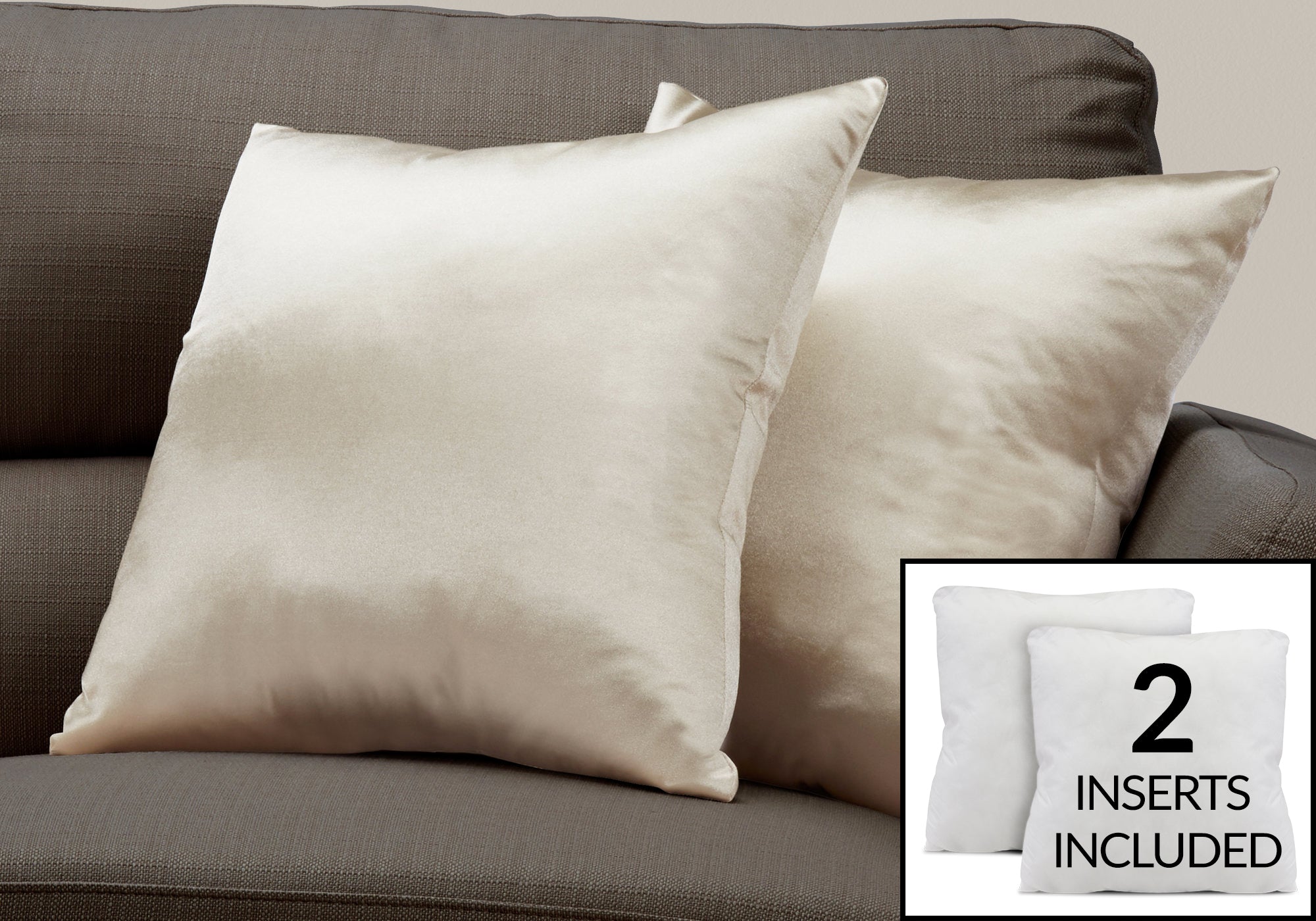 Image of pillow - 18inch x 18inch gold satin 2pcs  i 9335.
