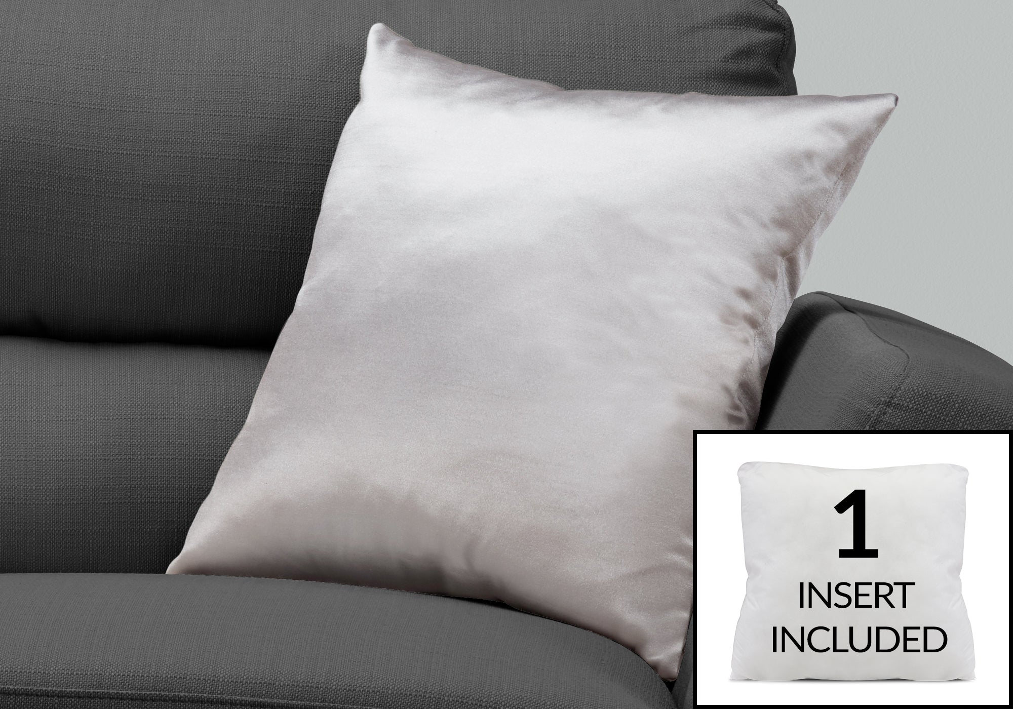 Image of pillow - 18inch x 18inch silver satin 1pc  i 9336.