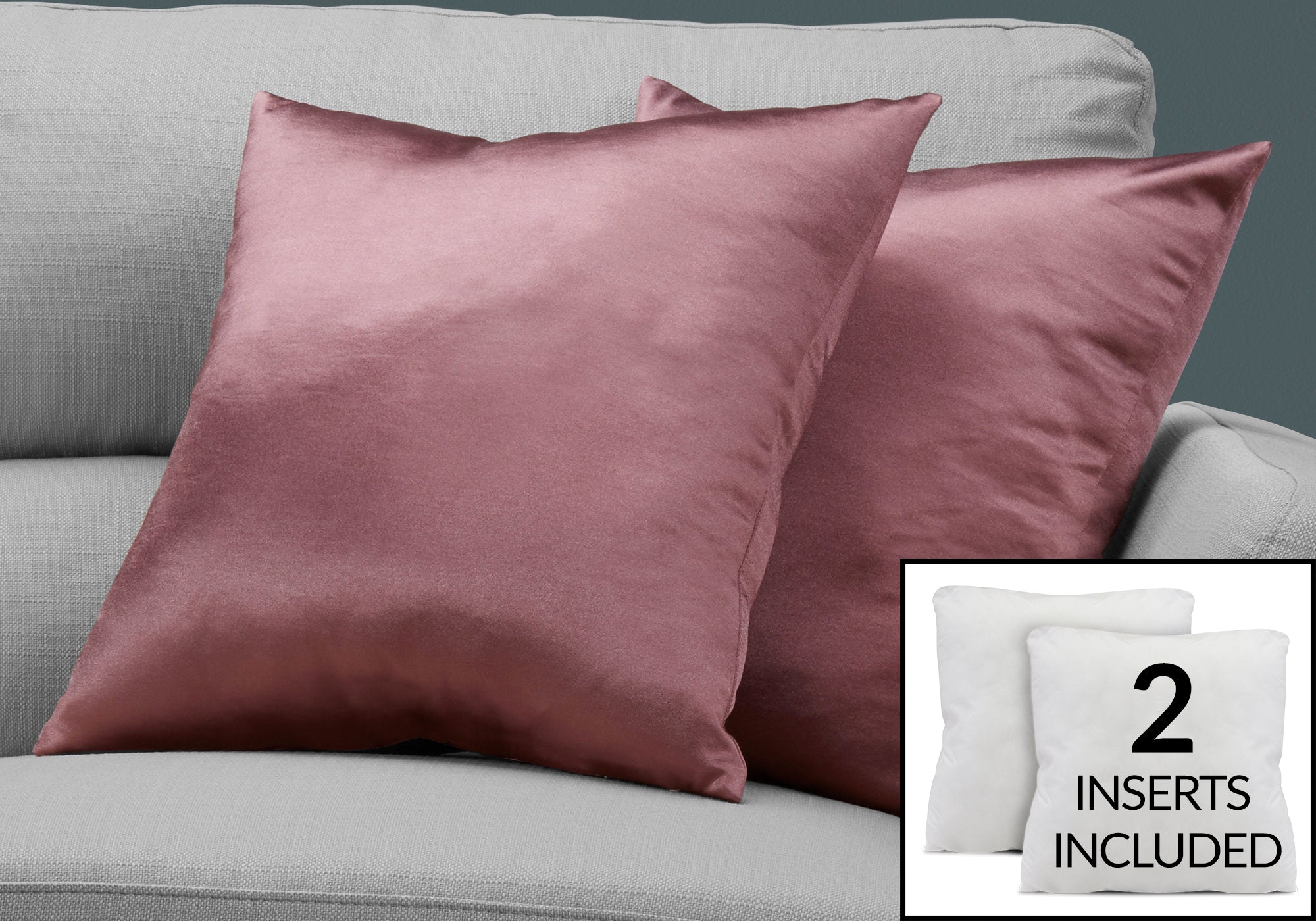 Image of pillow - 18inch x 18inch pink satin 2pcs  i 9339.