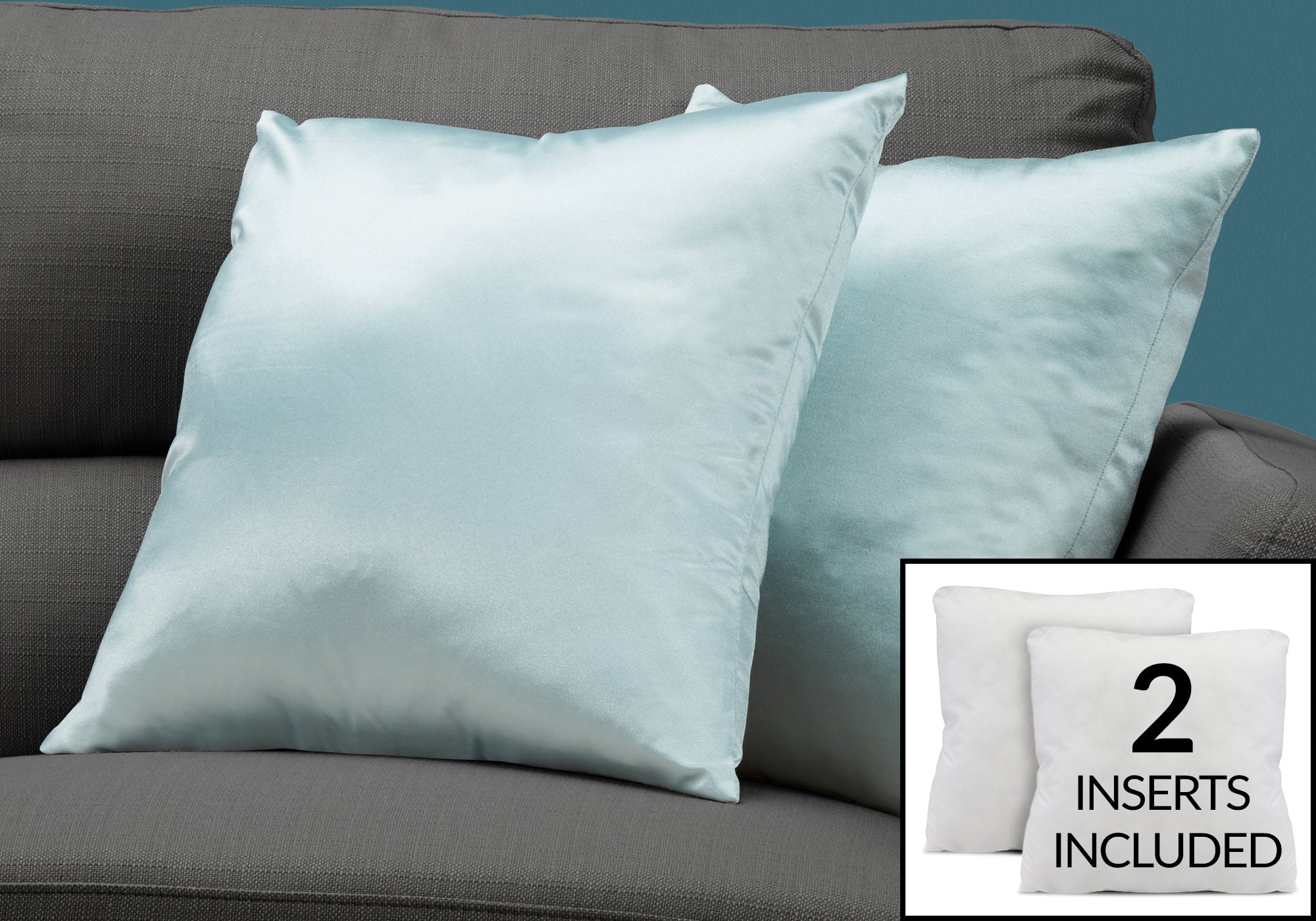 Image of pillow - 18inch x 18inch mint satin 2pcs  i 9341.
