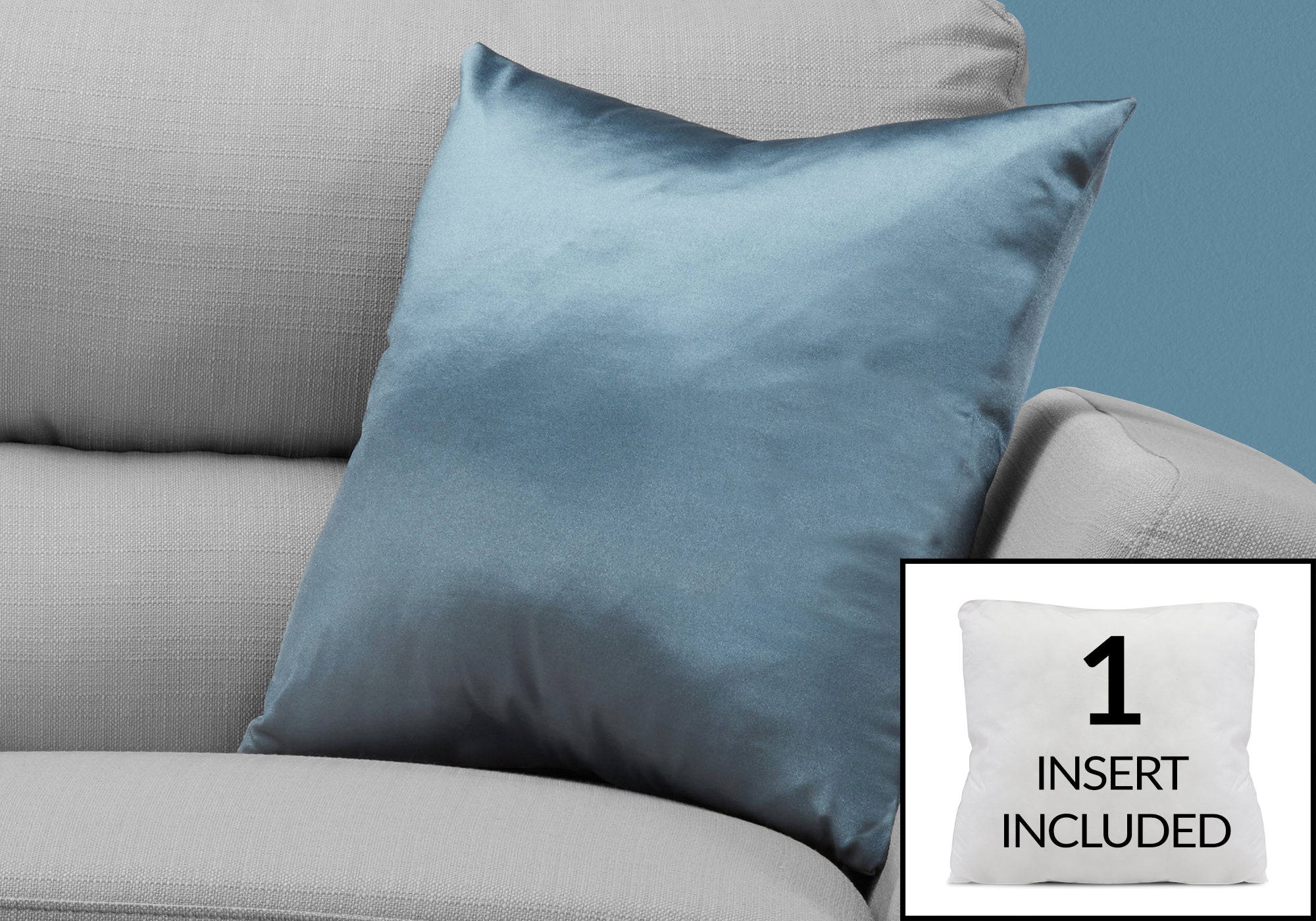 Image of pillow - 18inch x 18inch pale blue satin 1pc  i 9342.