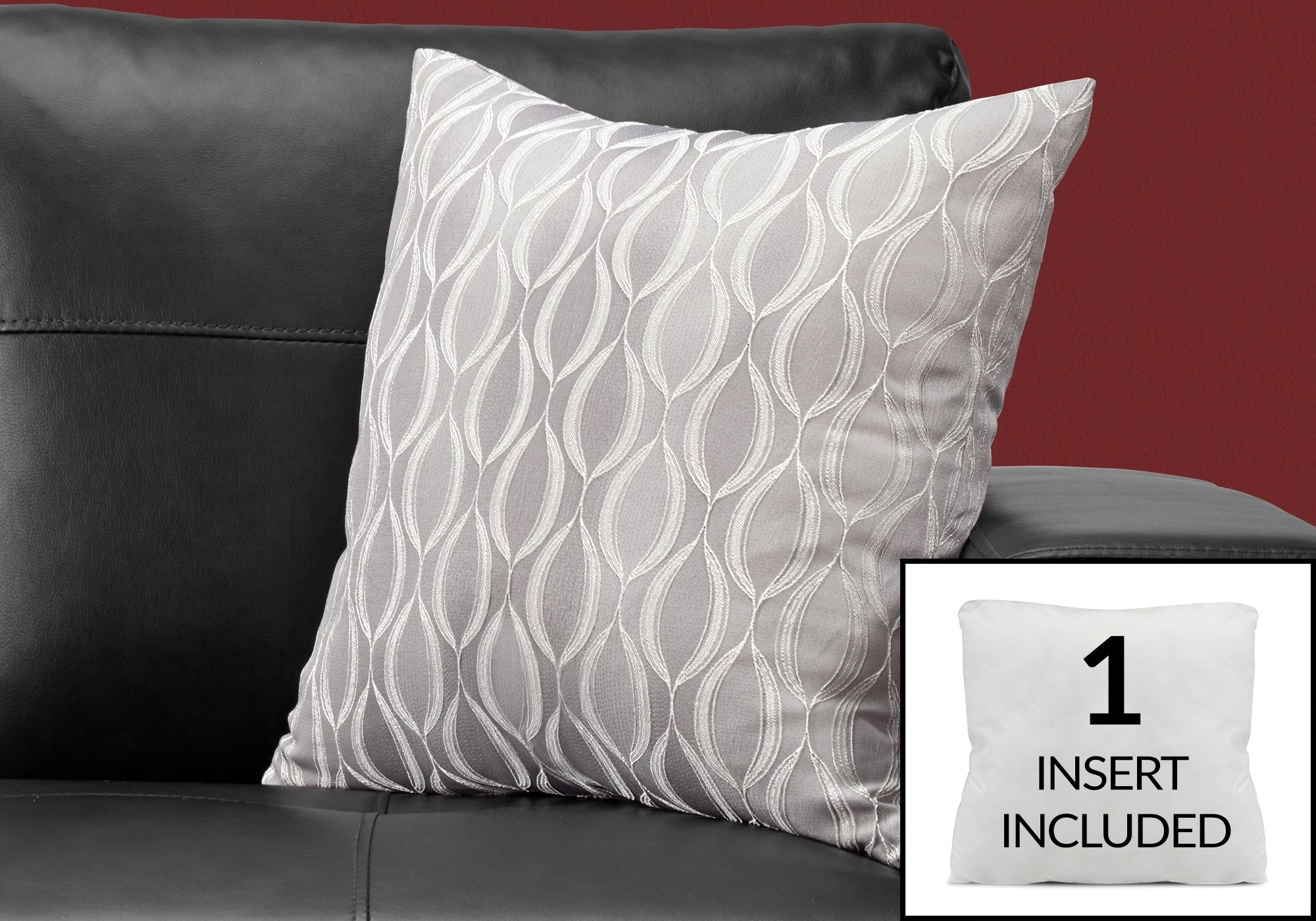 Image of pillow - 18inch x 18inch grey wave pattern 1pc  i 9346.