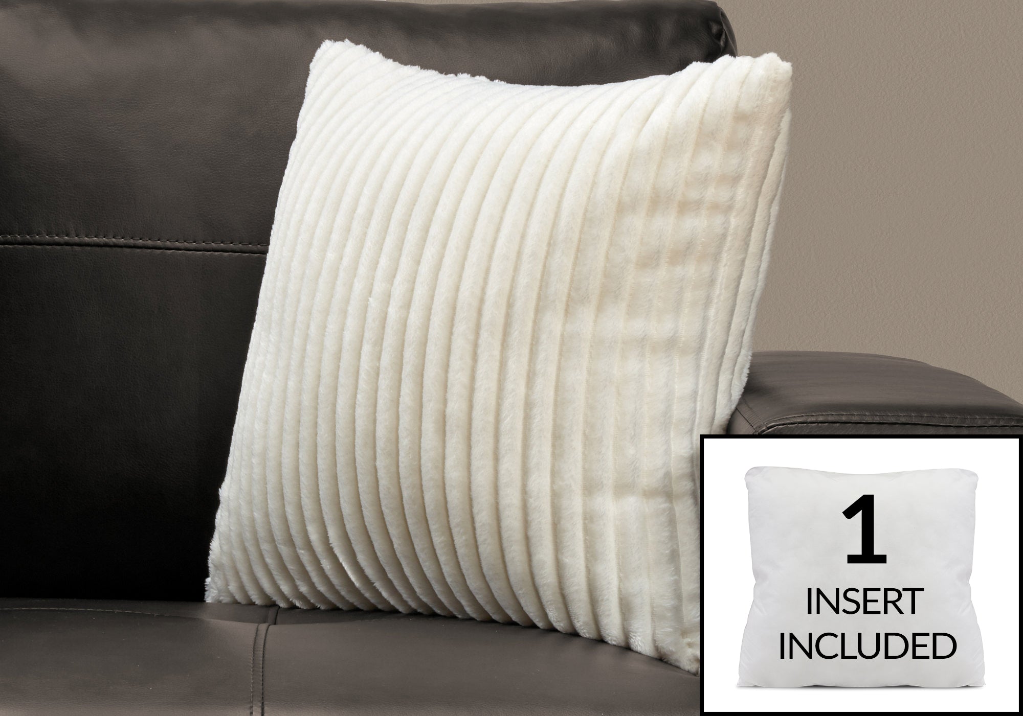 Image of pillow - 18inch x 18inch ivory ultra soft ribbed style 1pc  i 9350.