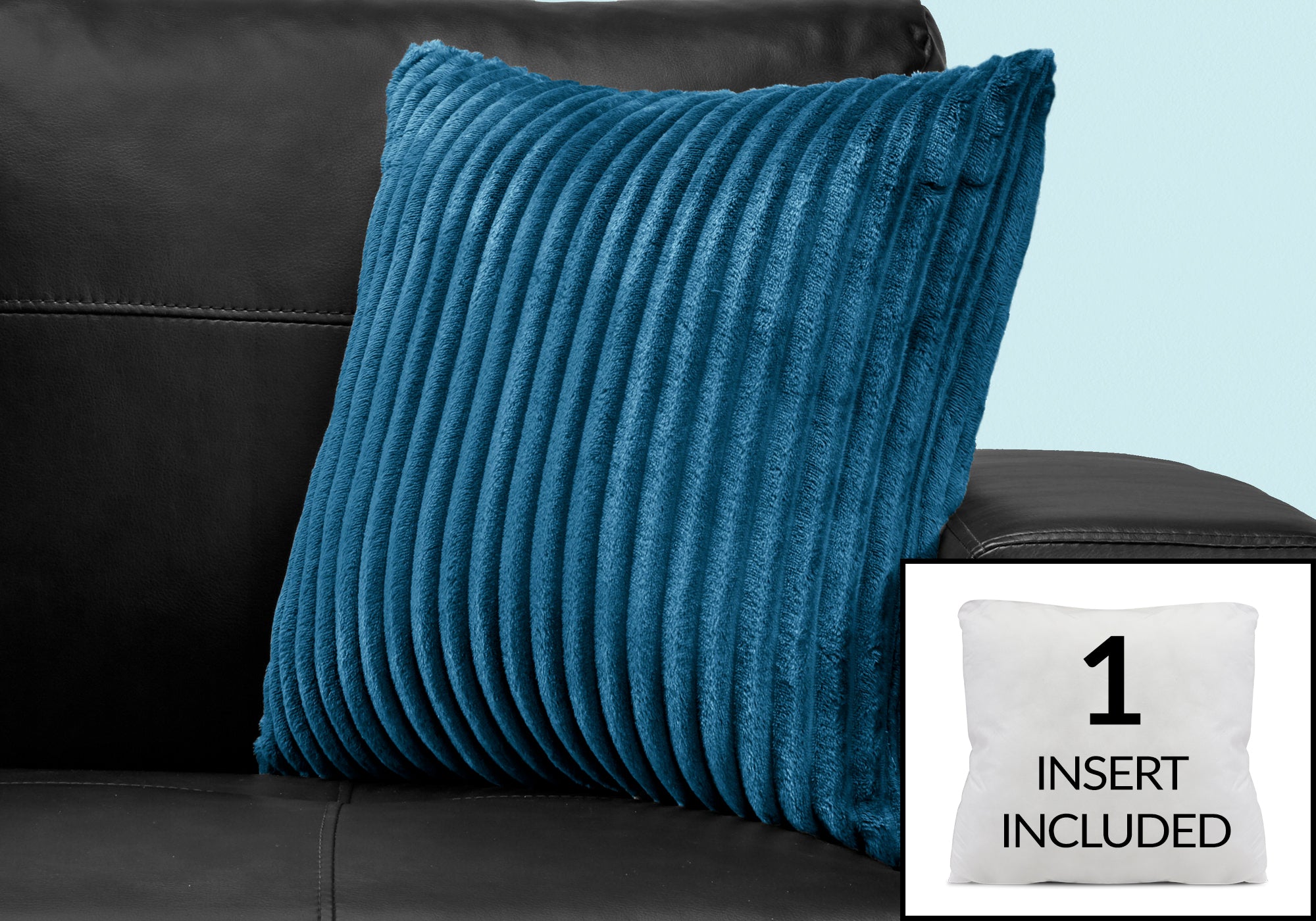 Image of pillow - 18inch x 18inch blue ultra soft ribbed style 1pc  i 9358.