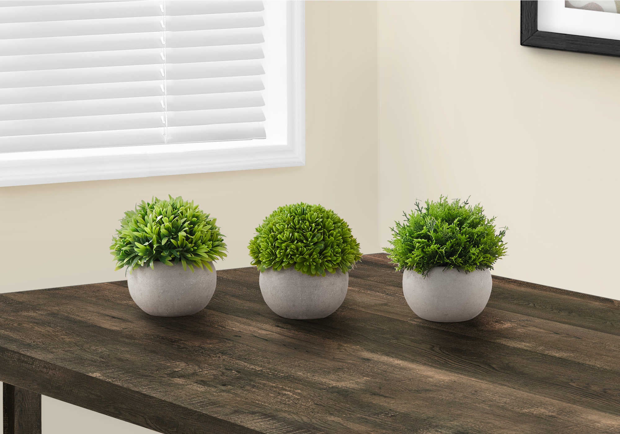 Image of artificial plant - 3pcs  5h grass in a 3 grey pot i 9589.