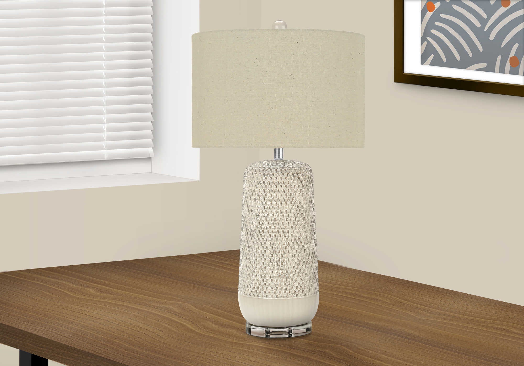 Image of lighting - 31h table lamp cream ceramic  beige shade i 9605.