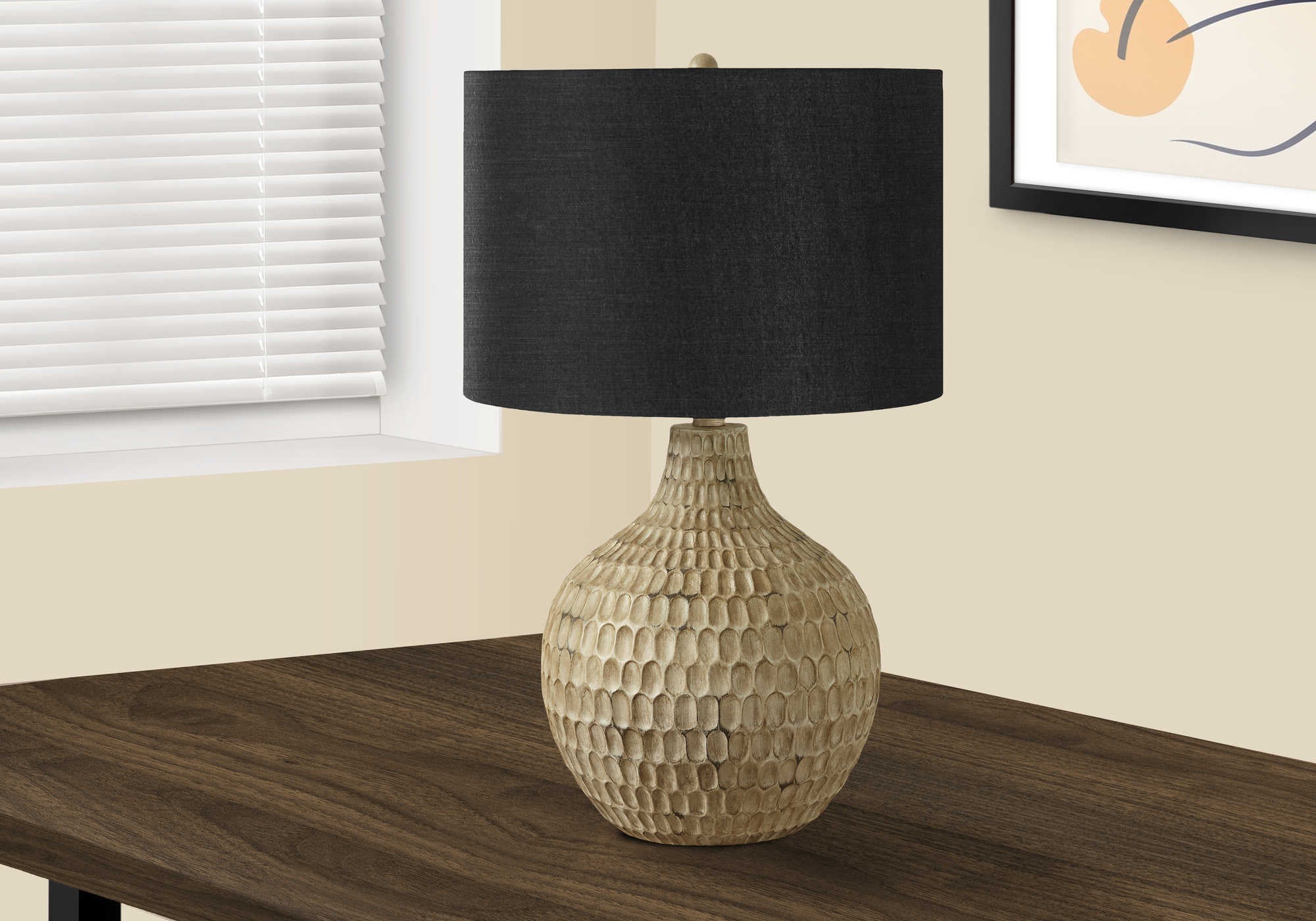 Image of lighting - 25h table lamp brown resin  black shade i 9606.