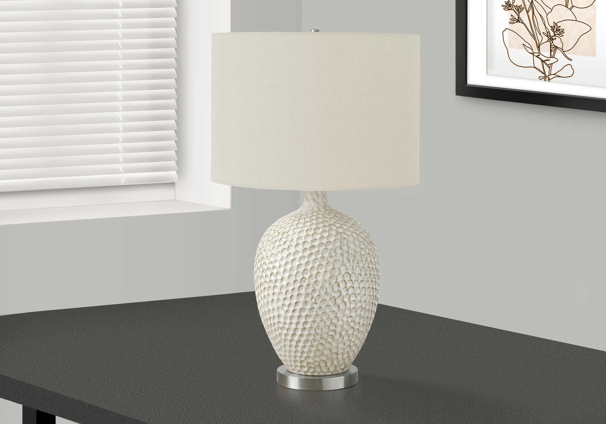 Image of lighting - 28h table lamp cream ceramic  ivory shade i 9607.