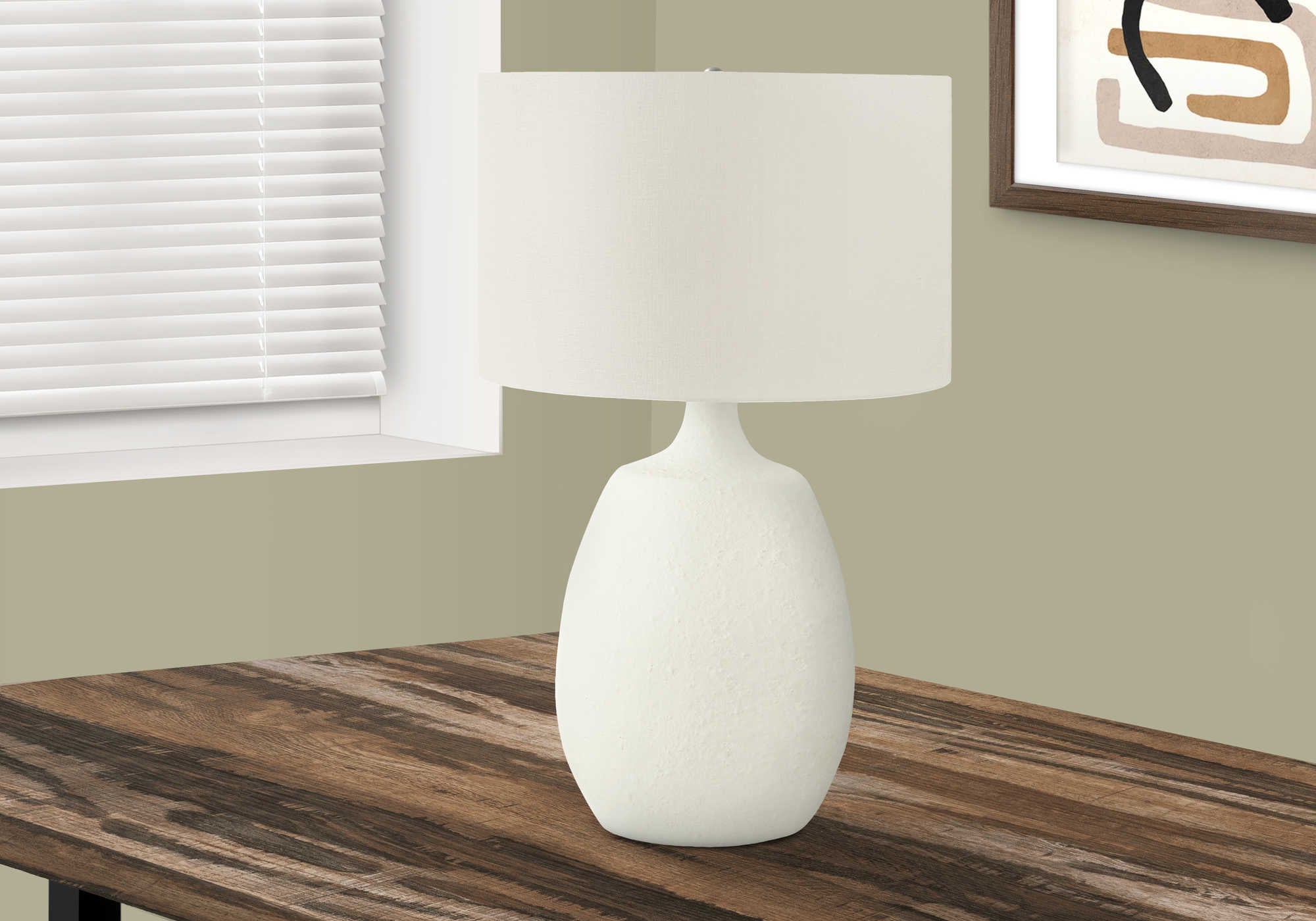 Image of lighting - 26h table lamp cream resin  ivory shade i 9609.