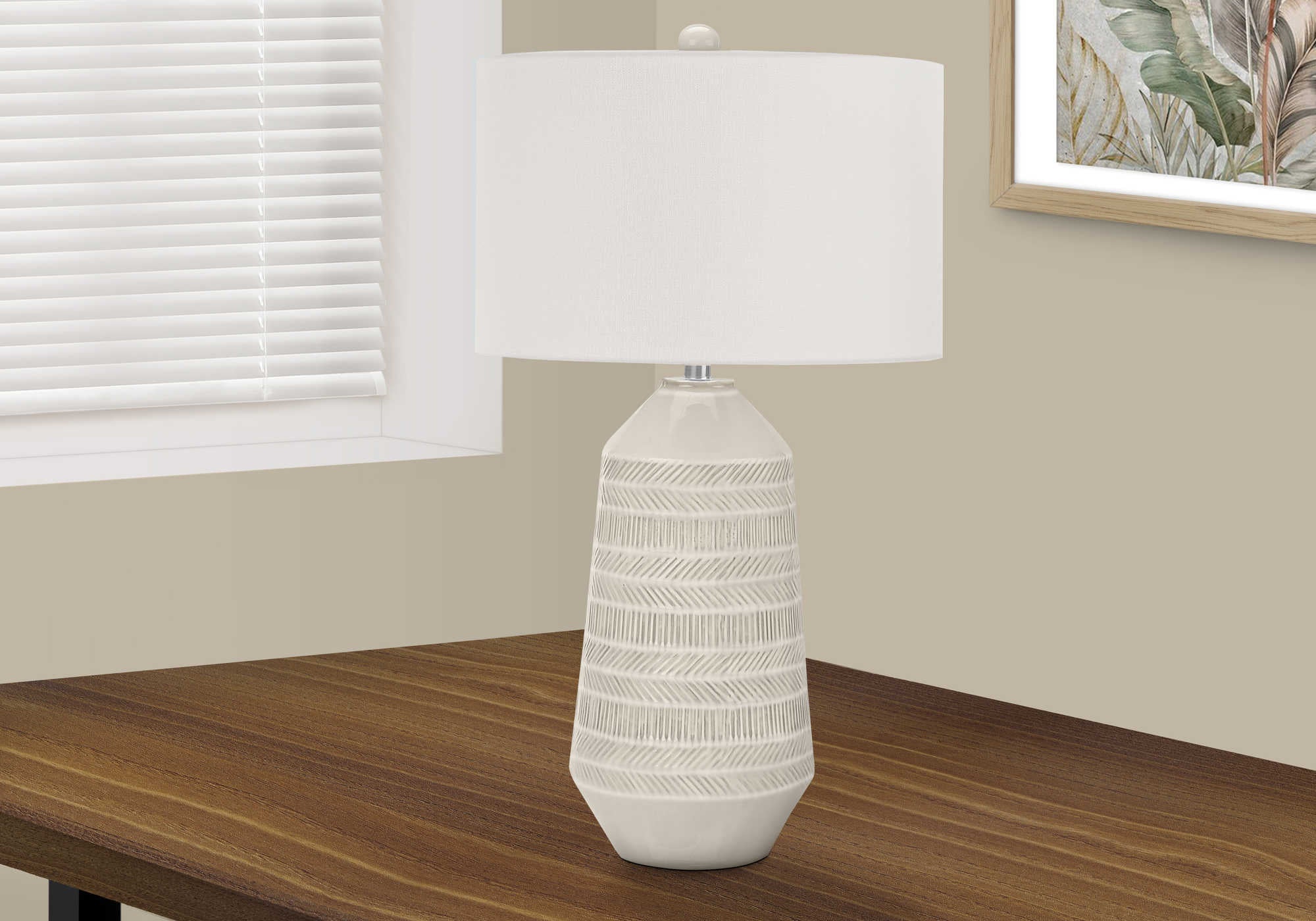 Image of lighting - 33h table lamp cream ceramic  ivory shade i 9613.