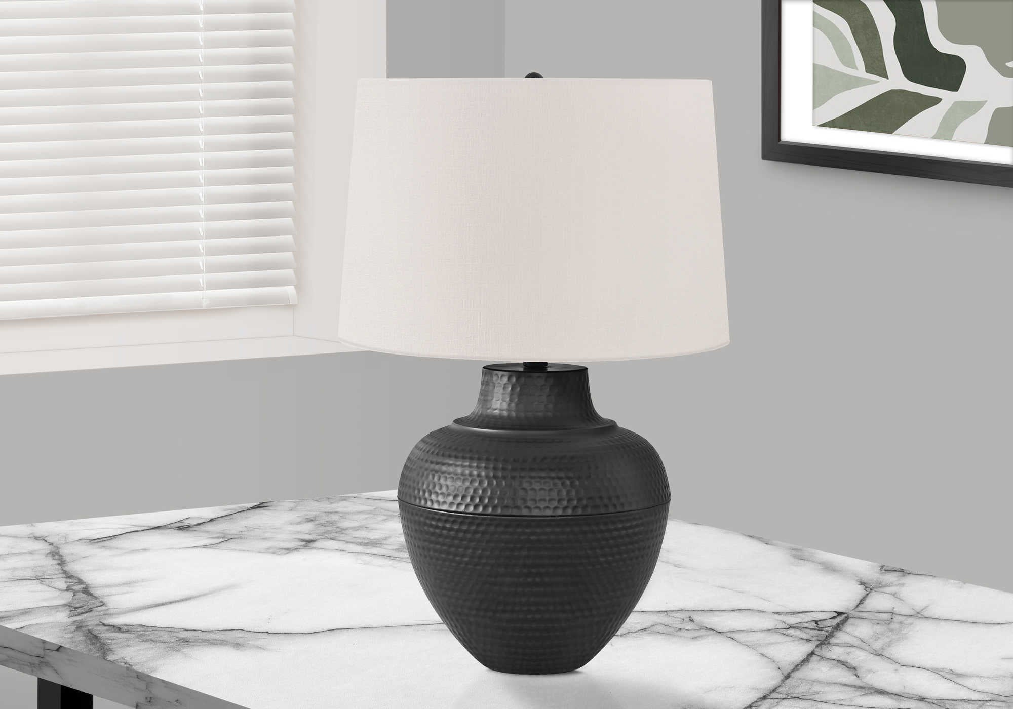 Image of lighting - 26h table lamp black metal  ivory shade i 9615.