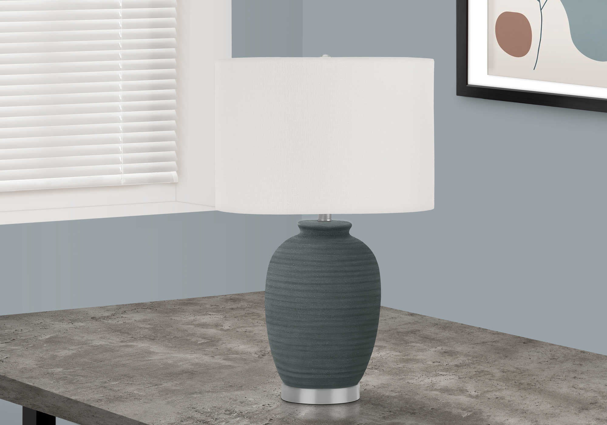 Image of lighting - 24h table lamp blue ceramic  ivory shade i 9622.