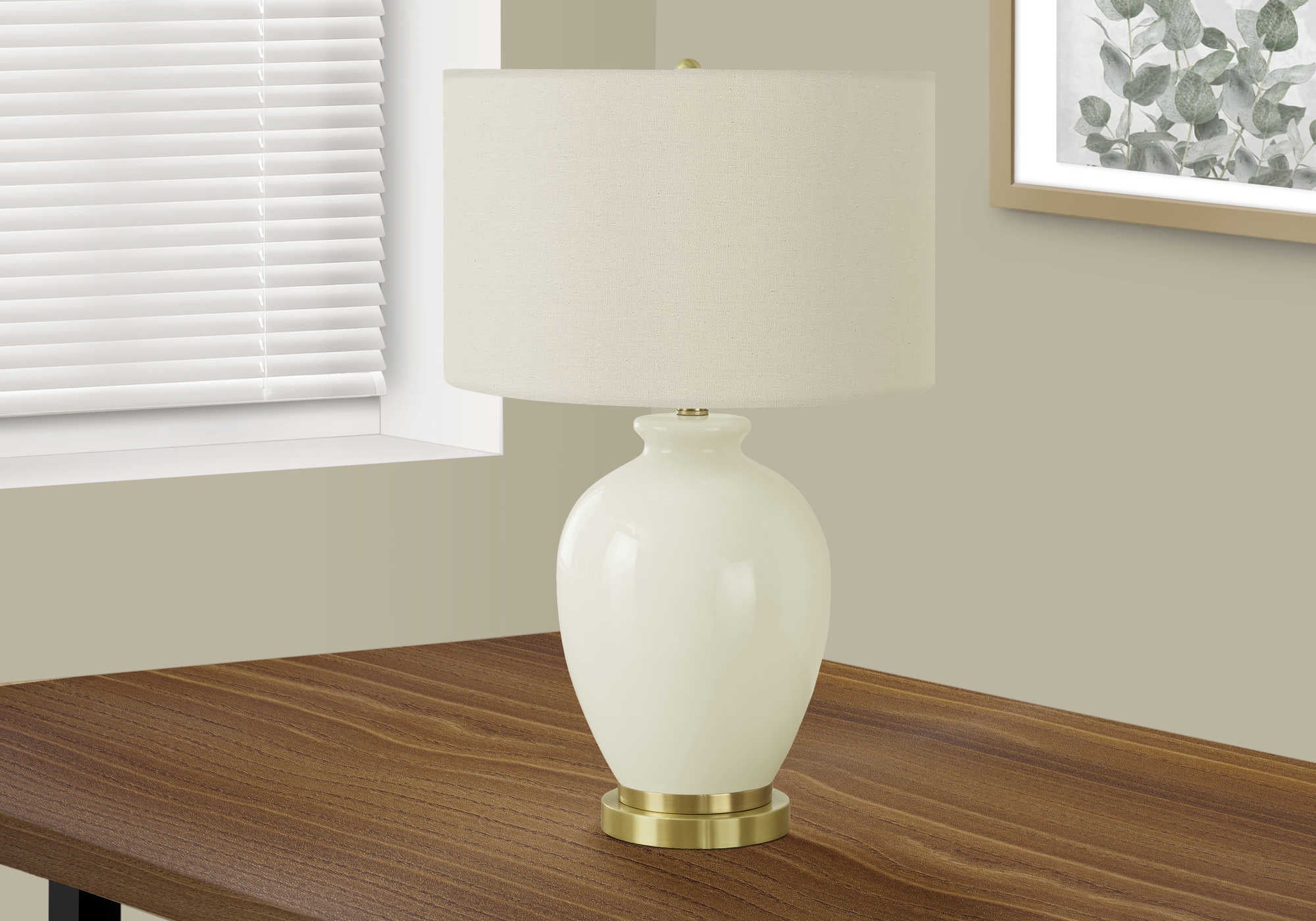 Image of lighting - 26h table lamp cream ceramic  ivory shade i 9625.