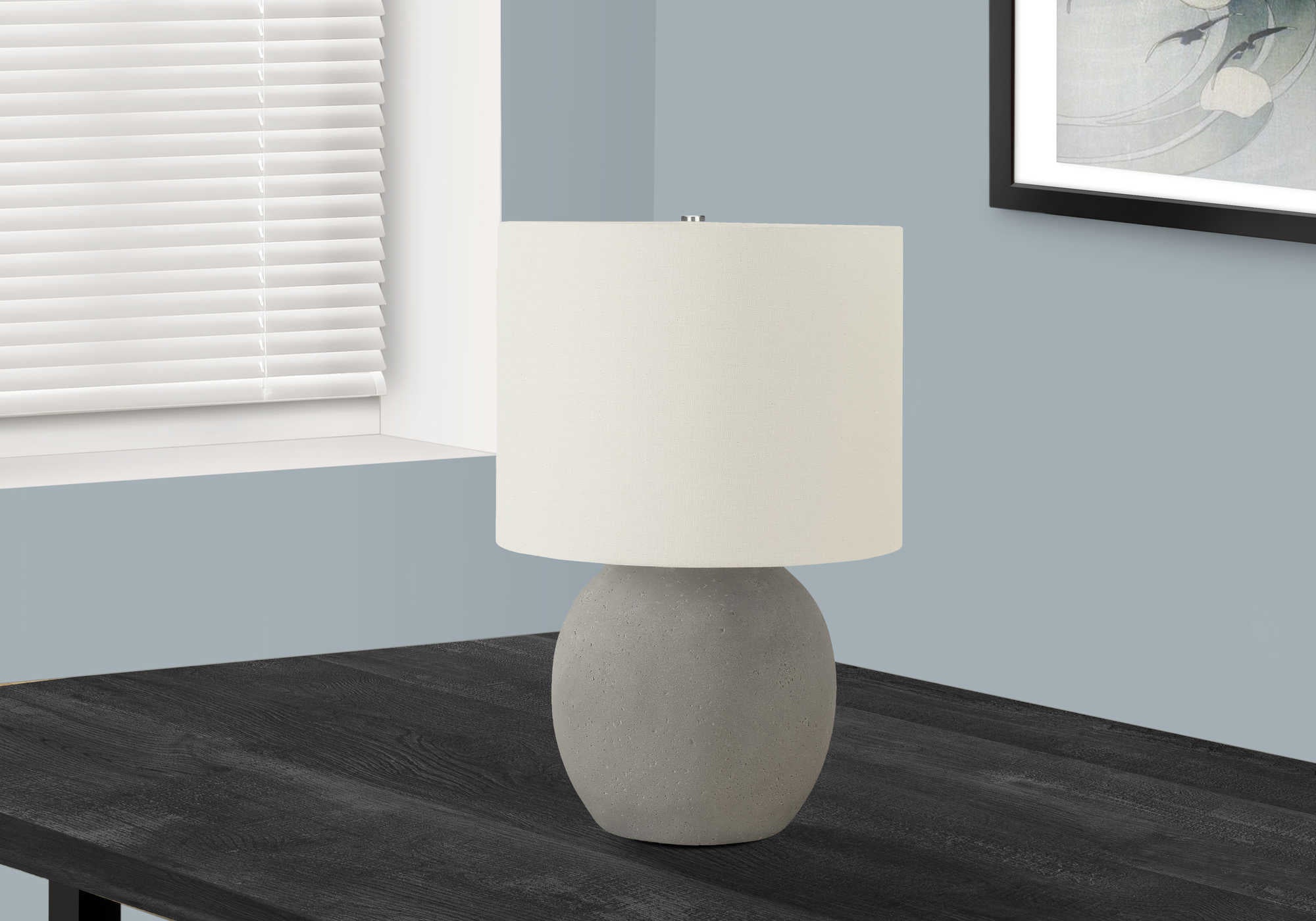 Image of lighting - 20h table lamp grey concrete  ivory shade i 9626.