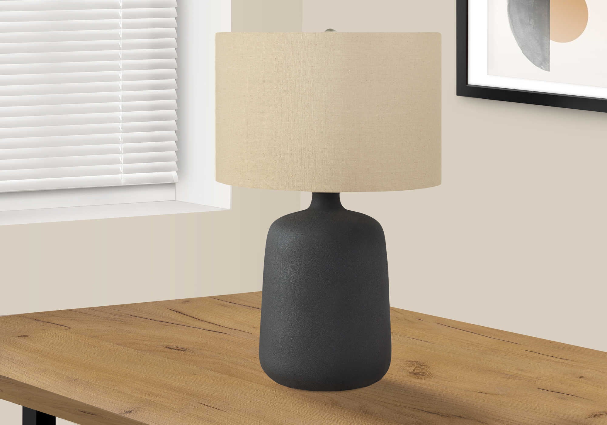 Image of lighting - 24h table lamp black ceramic  beige shade i 9635.