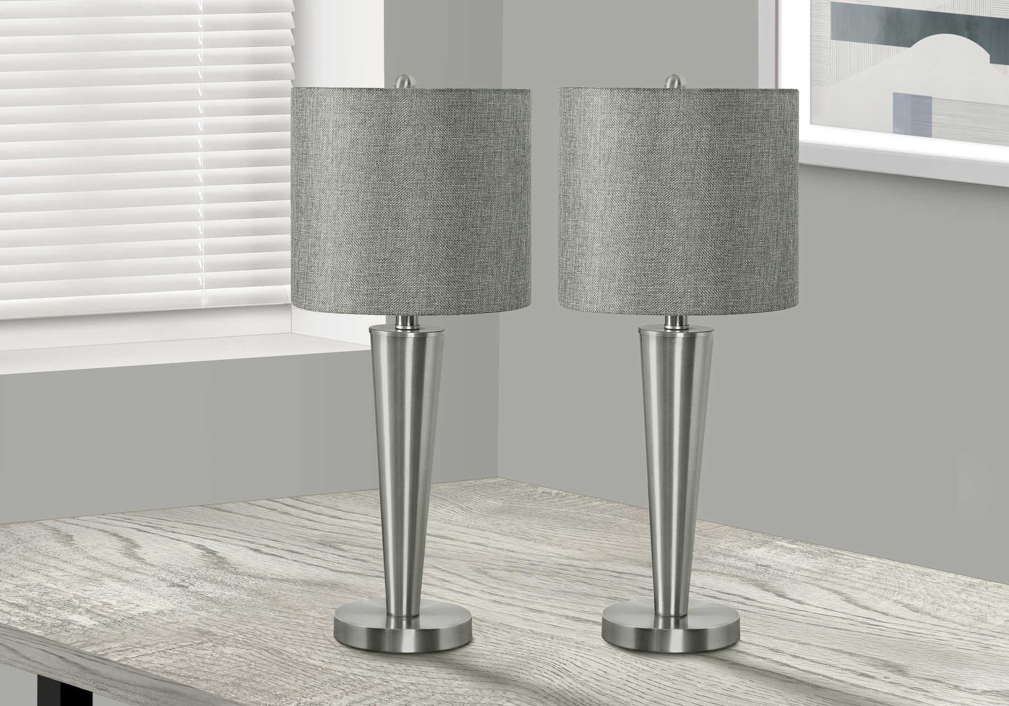Image of lighting - 2pcs24h table lamp nickel metal  grey  usb i 9642.