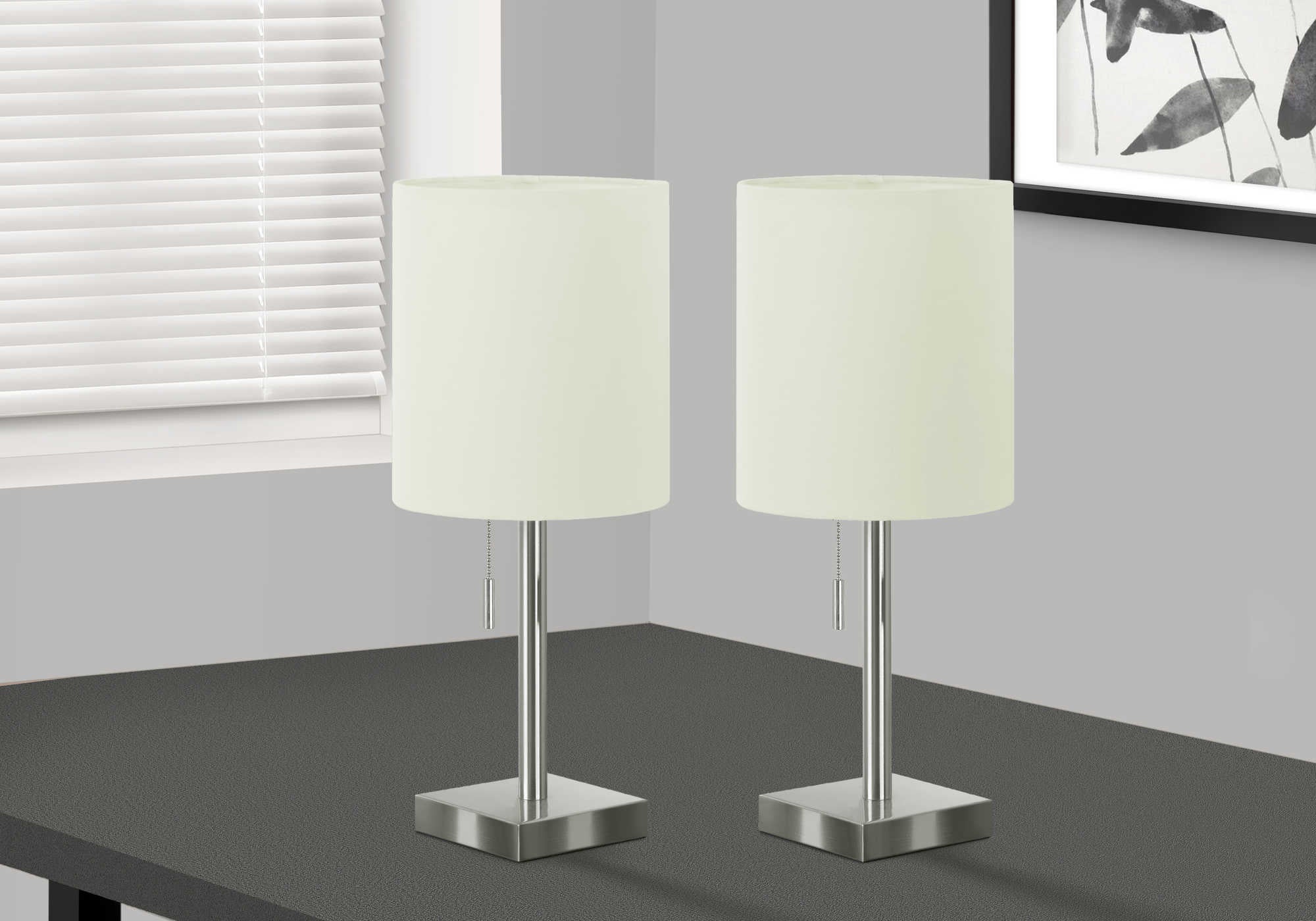 Image of lighting - 2pcs17h table lamp nickel metalivoryusb i 9649.