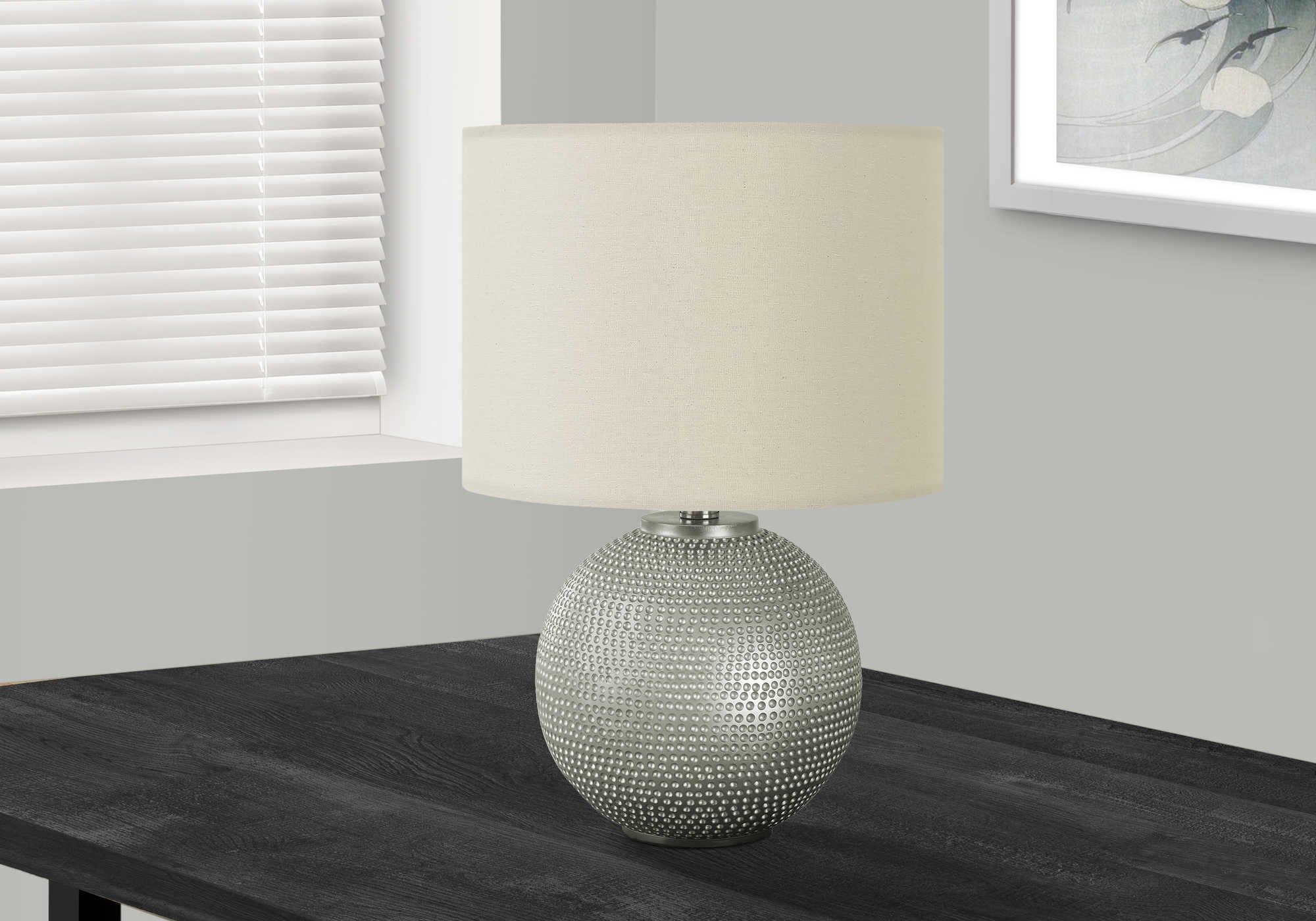 Image of lighting - 19h table lamp grey resin  ivory shade i 9653.