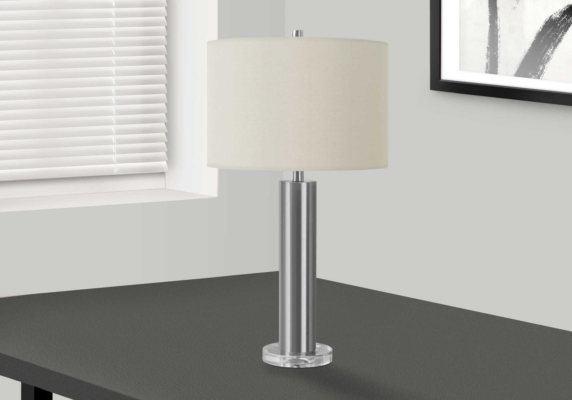 Image of lighting - 28h table lamp nickel metal  ivory shade i 9657.