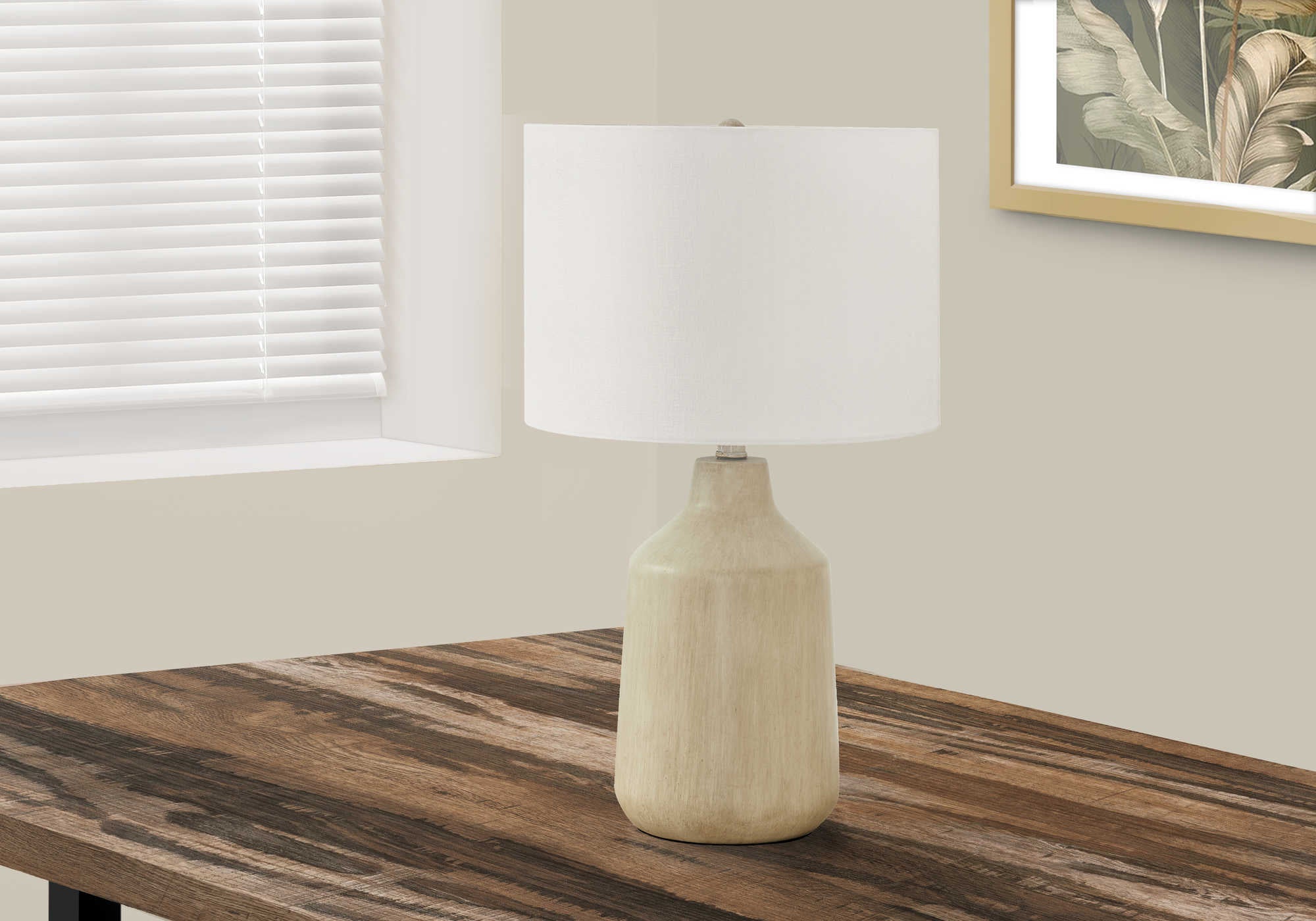 Image of lighting - 24h table lamp beige concrete  ivory shade i 9702.
