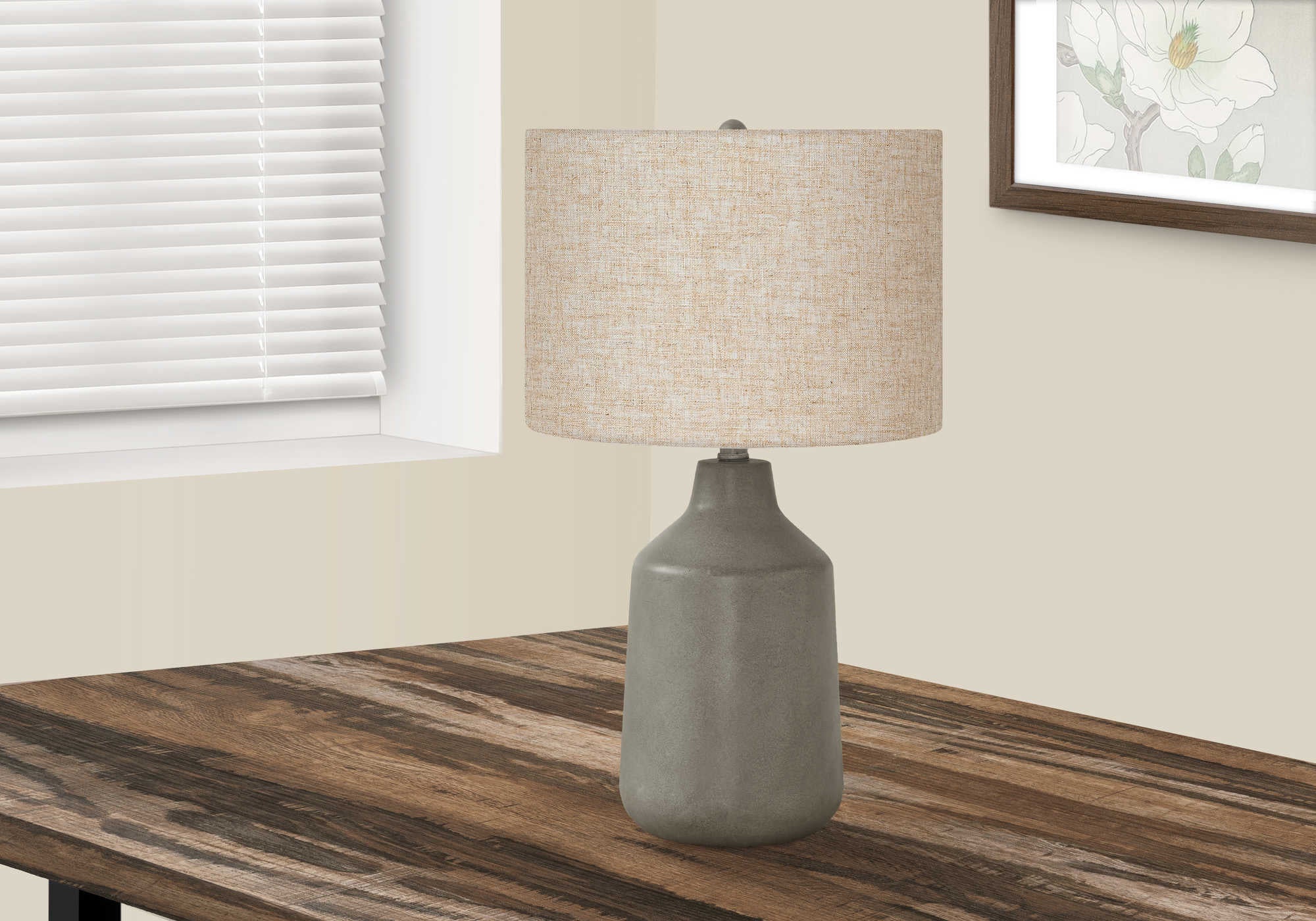 Image of lighting - 24h table lamp grey concrete  beige shade i 9703.