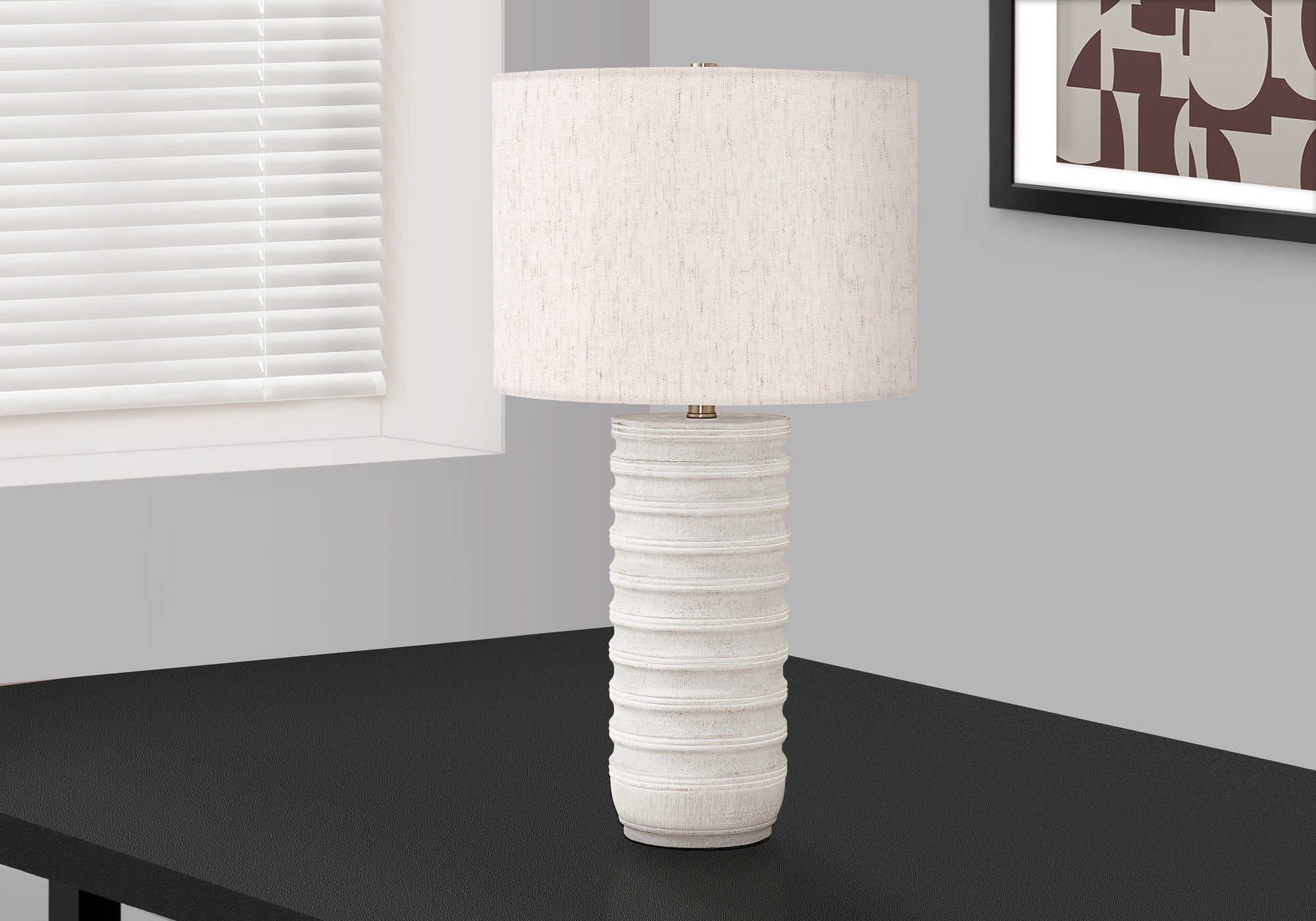 Image of lighting - 28h table lamp cream resin  ivory shade i 9706.