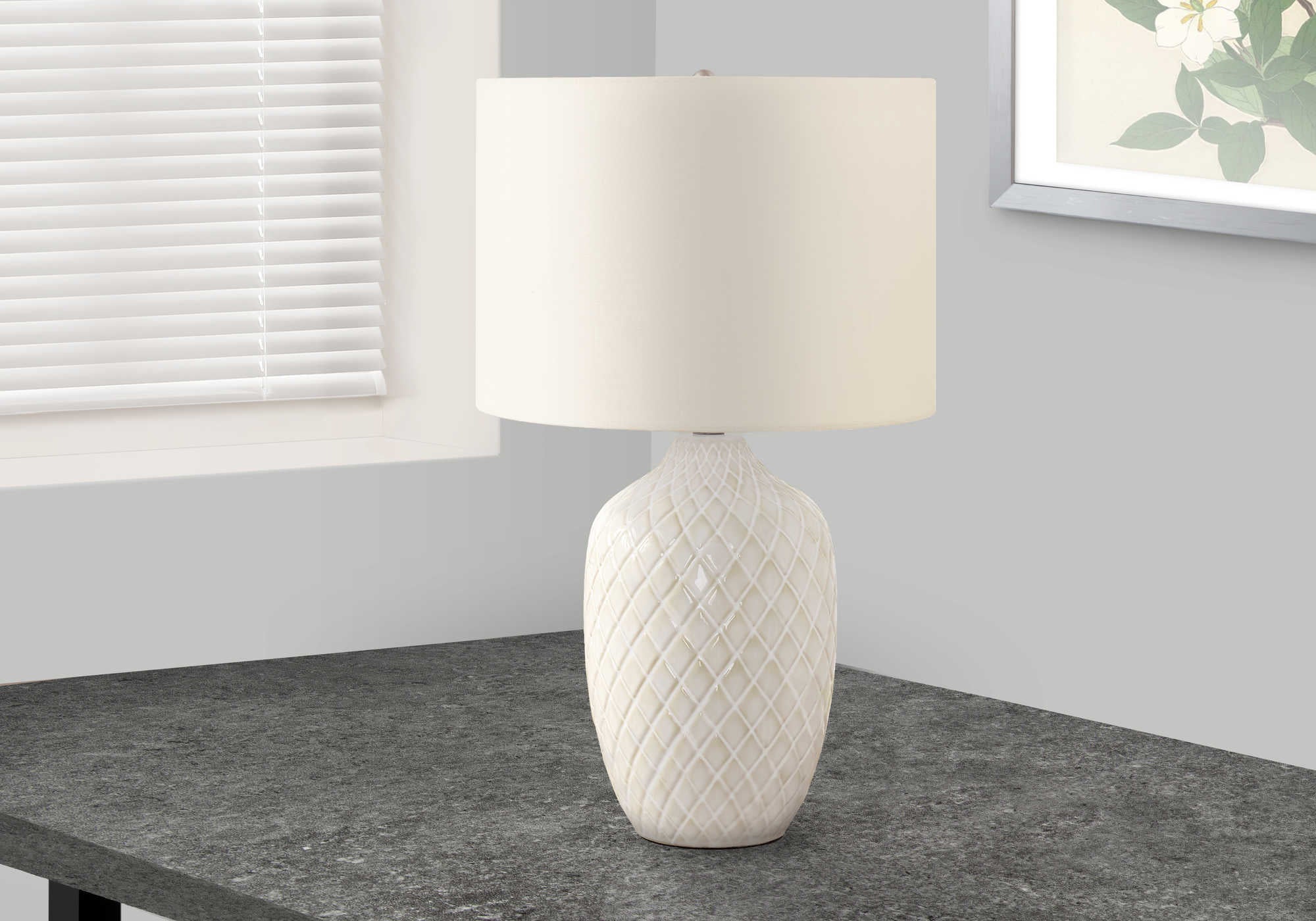 Image of lighting - 25h table lamp cream ceramic  ivory shade i 9707.