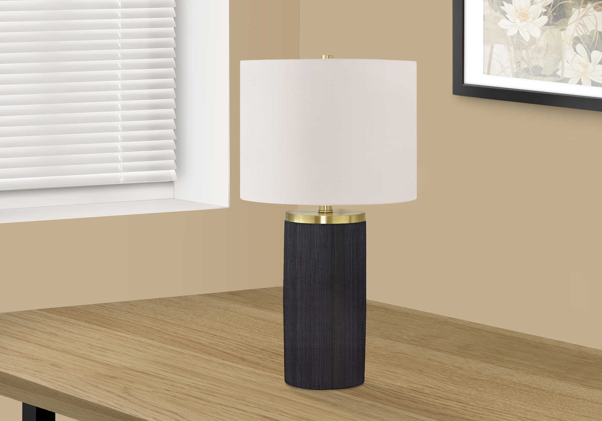 Image of lighting - 24h table lamp black concrete  ivory shade i 9710.