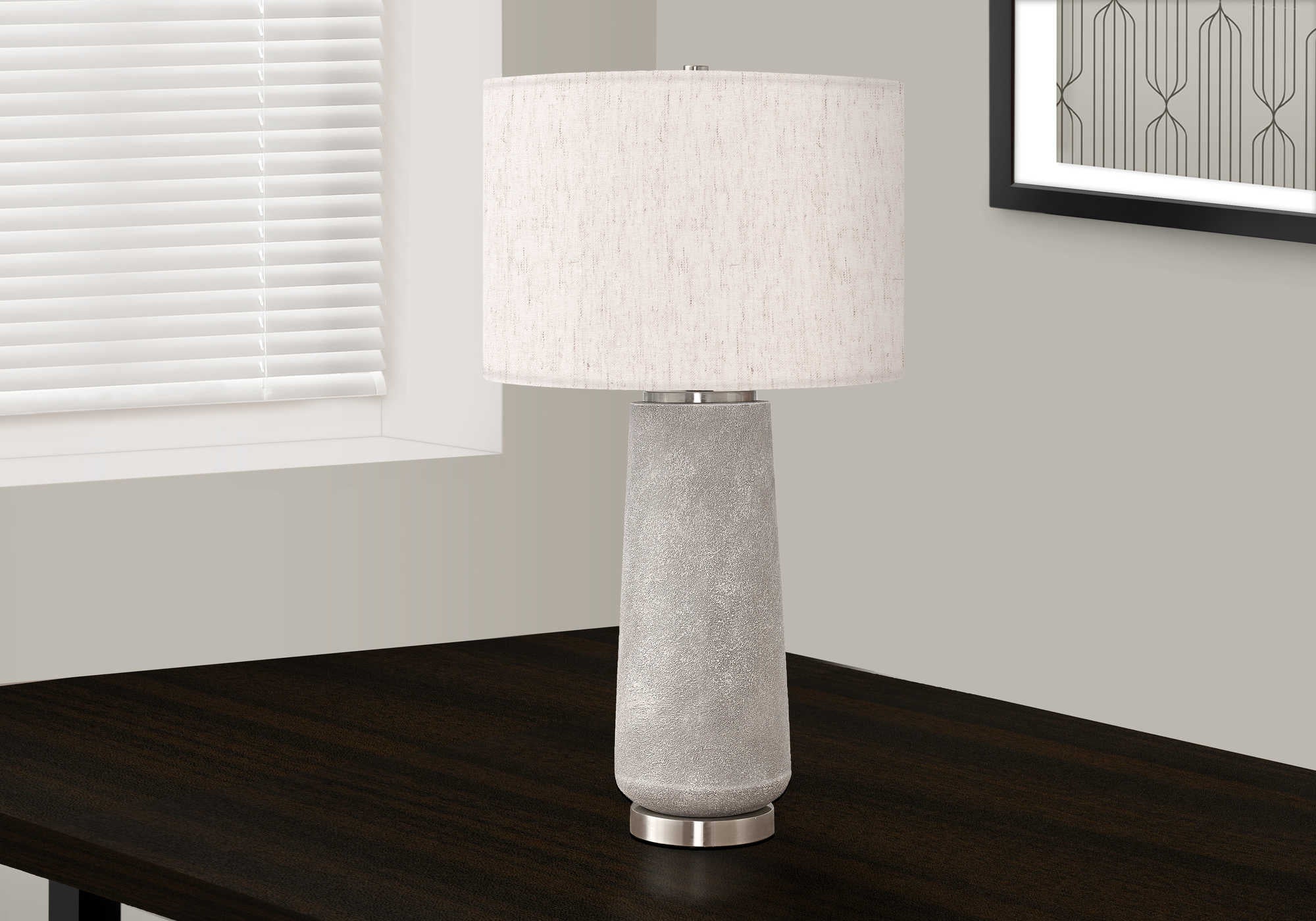Image of lighting - 29h table lamp grey resin  ivory shade i 9712.