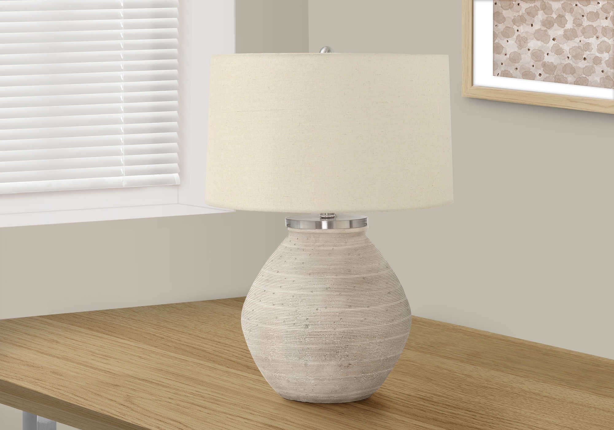 Image of lighting - 25h table lamp cream concrete  beige shade i 9714.
