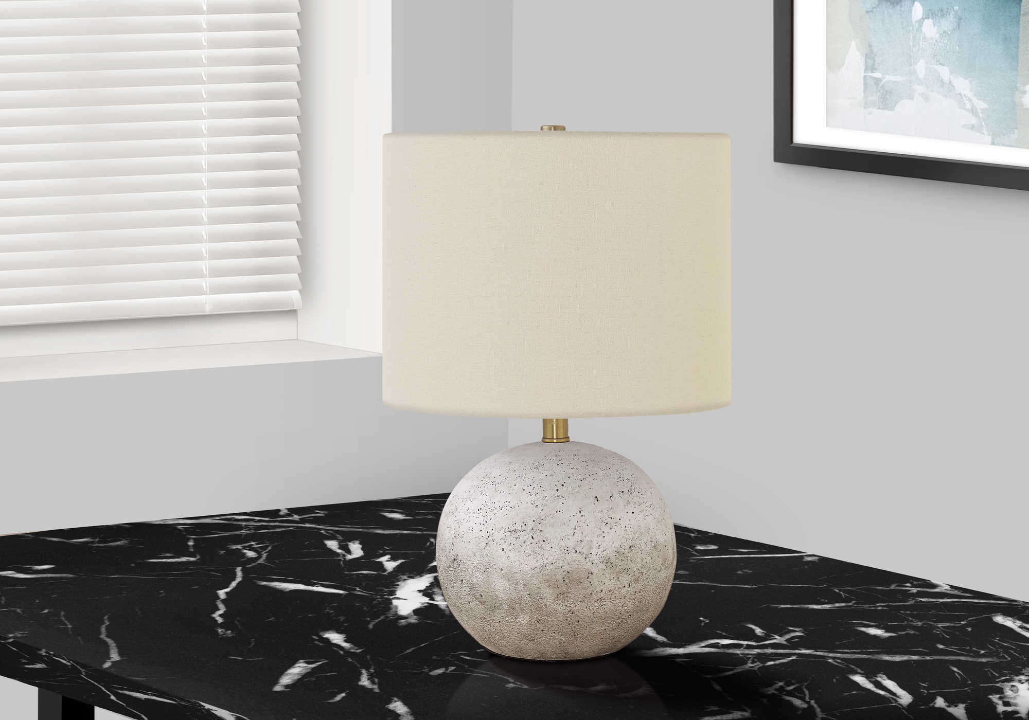 Image of lighting - 20h table lamp grey concrete  ivory shade i 9717.