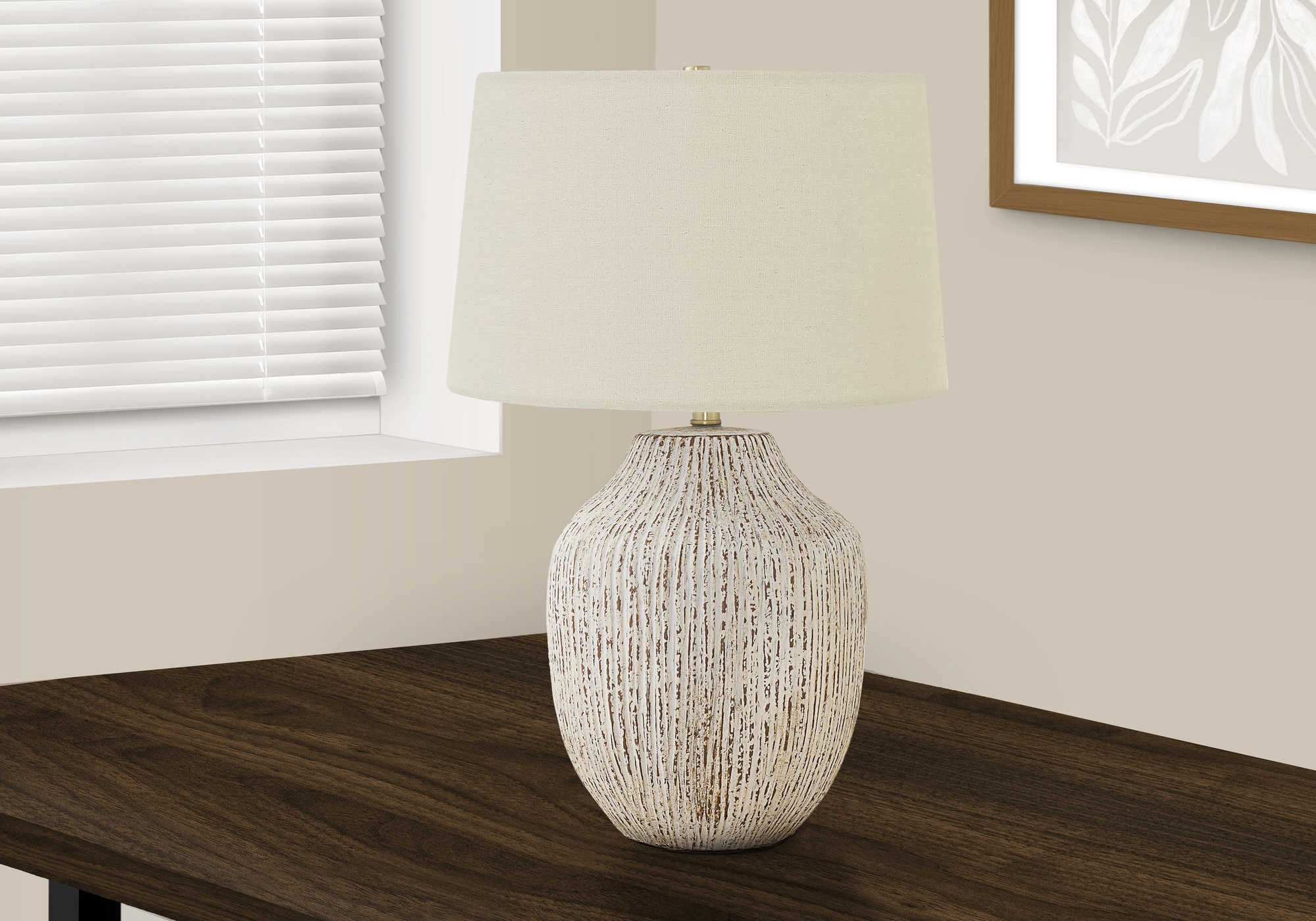 Image of lighting - 26h table lamp cream ceramic  ivory shade i 9719.