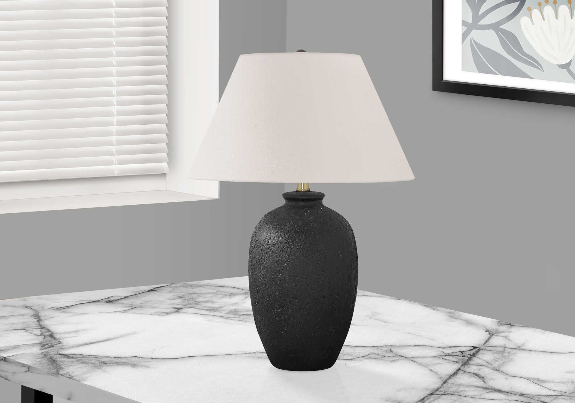 Image of lighting - 24h table lamp black ceramic  ivory shade i 9721.
