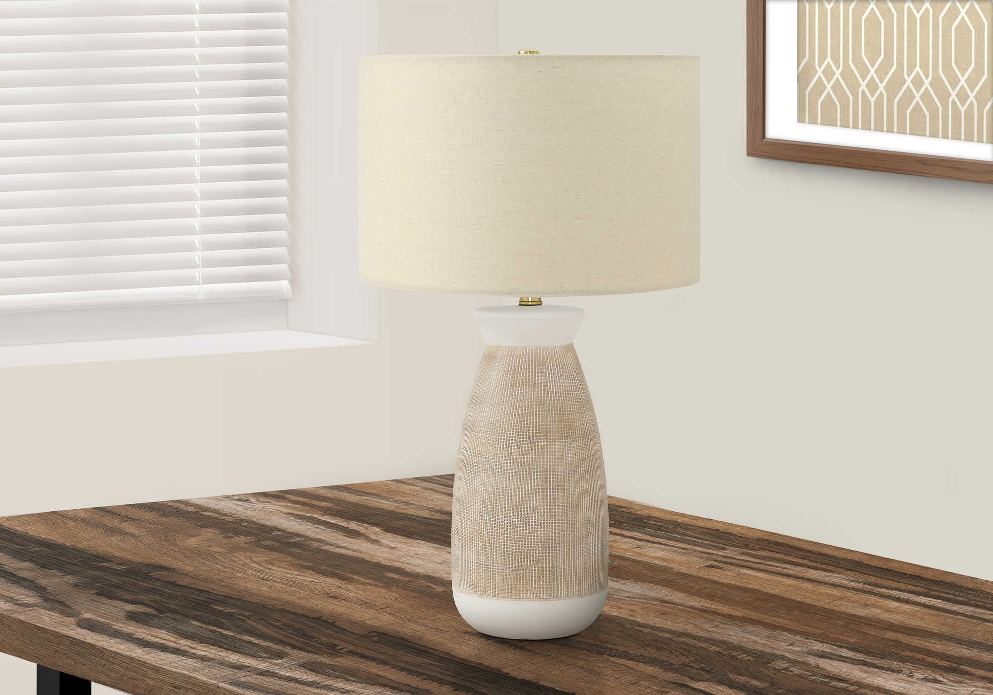 Image of lighting - 27h table lamp cream ceramic  beige shade i 9724.