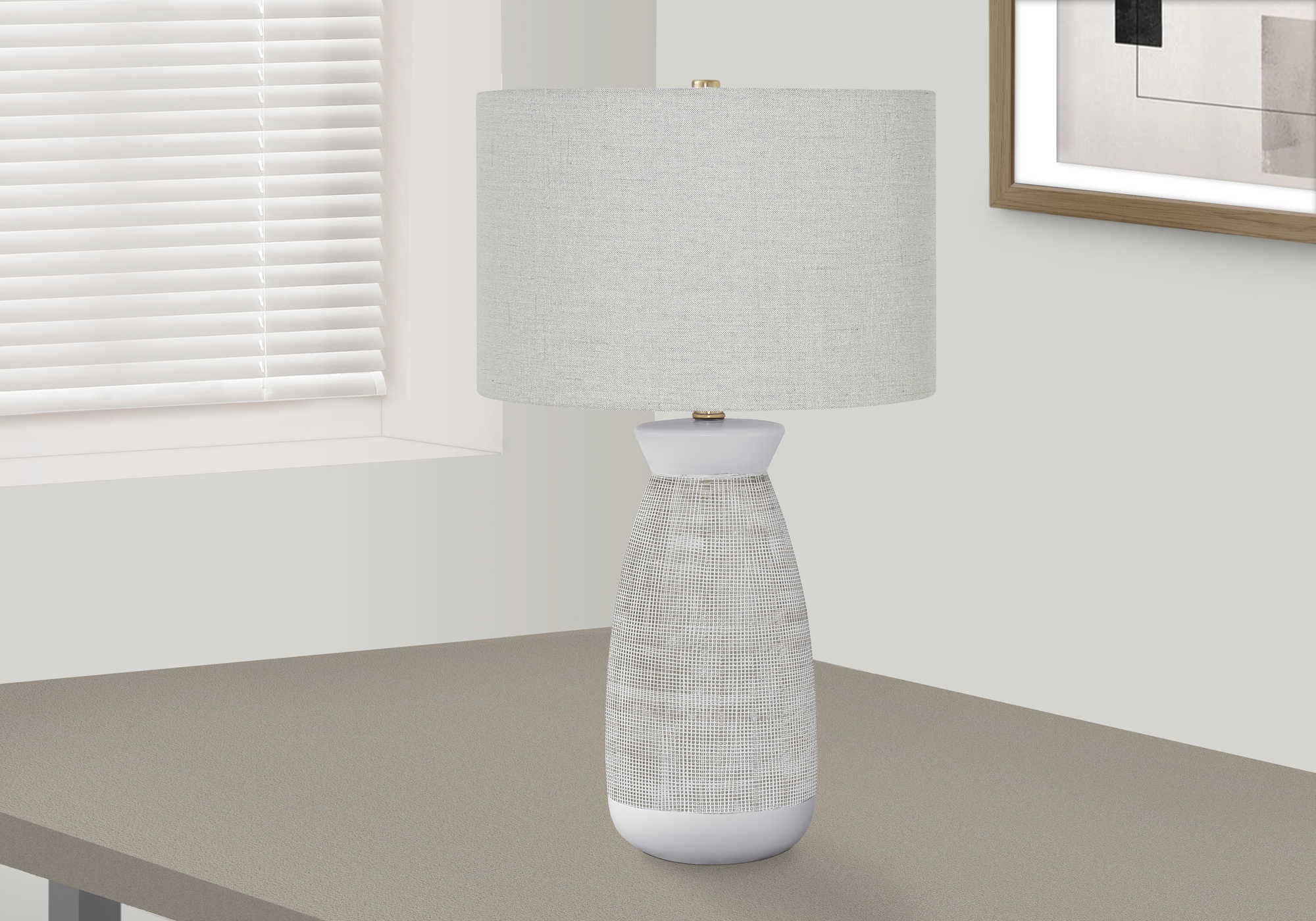 Image of lighting - 27h table lamp grey ceramic  grey shade i 9725.