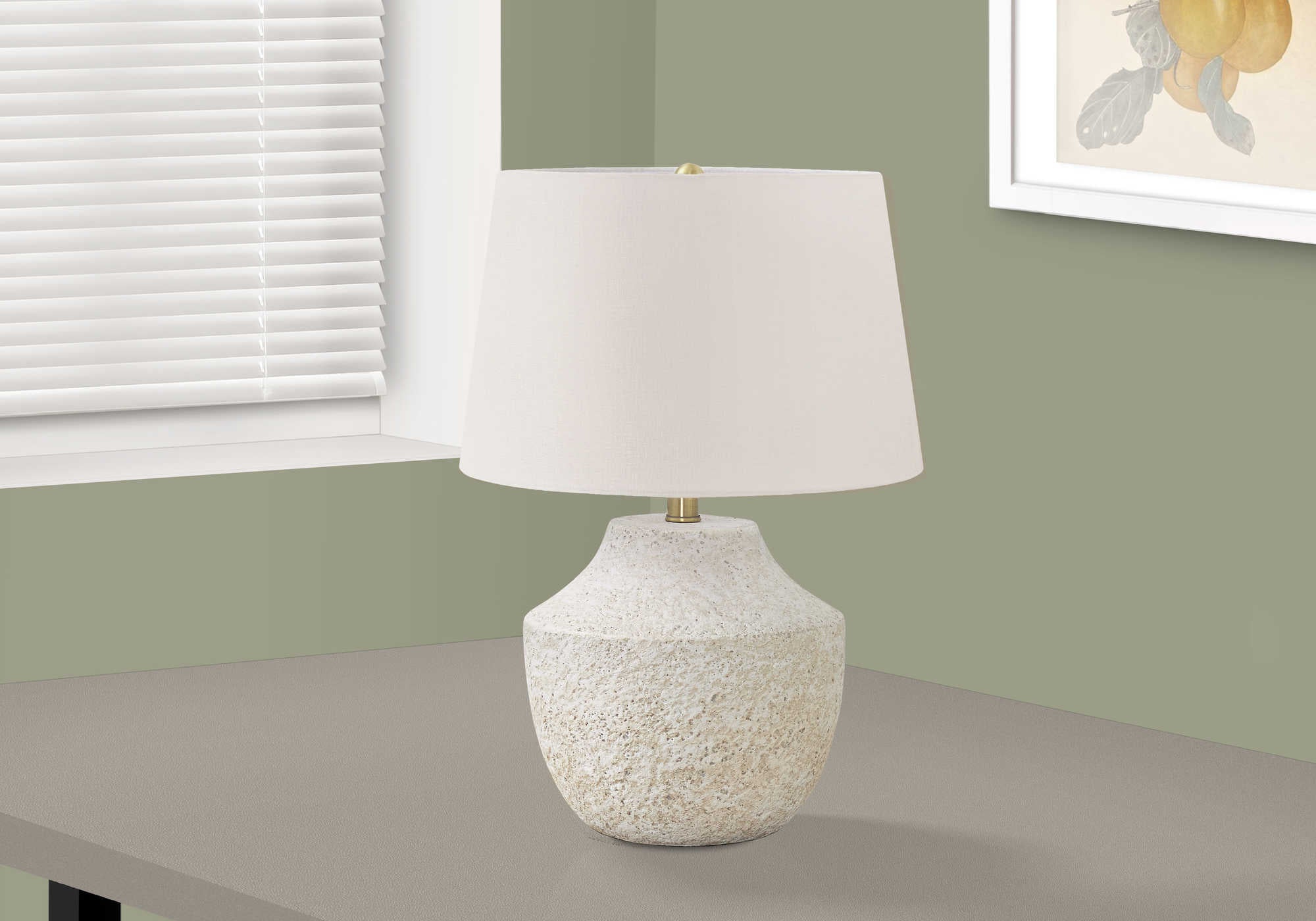 Image of lighting - 20h table lamp cream concrete  ivory shade i 9729.