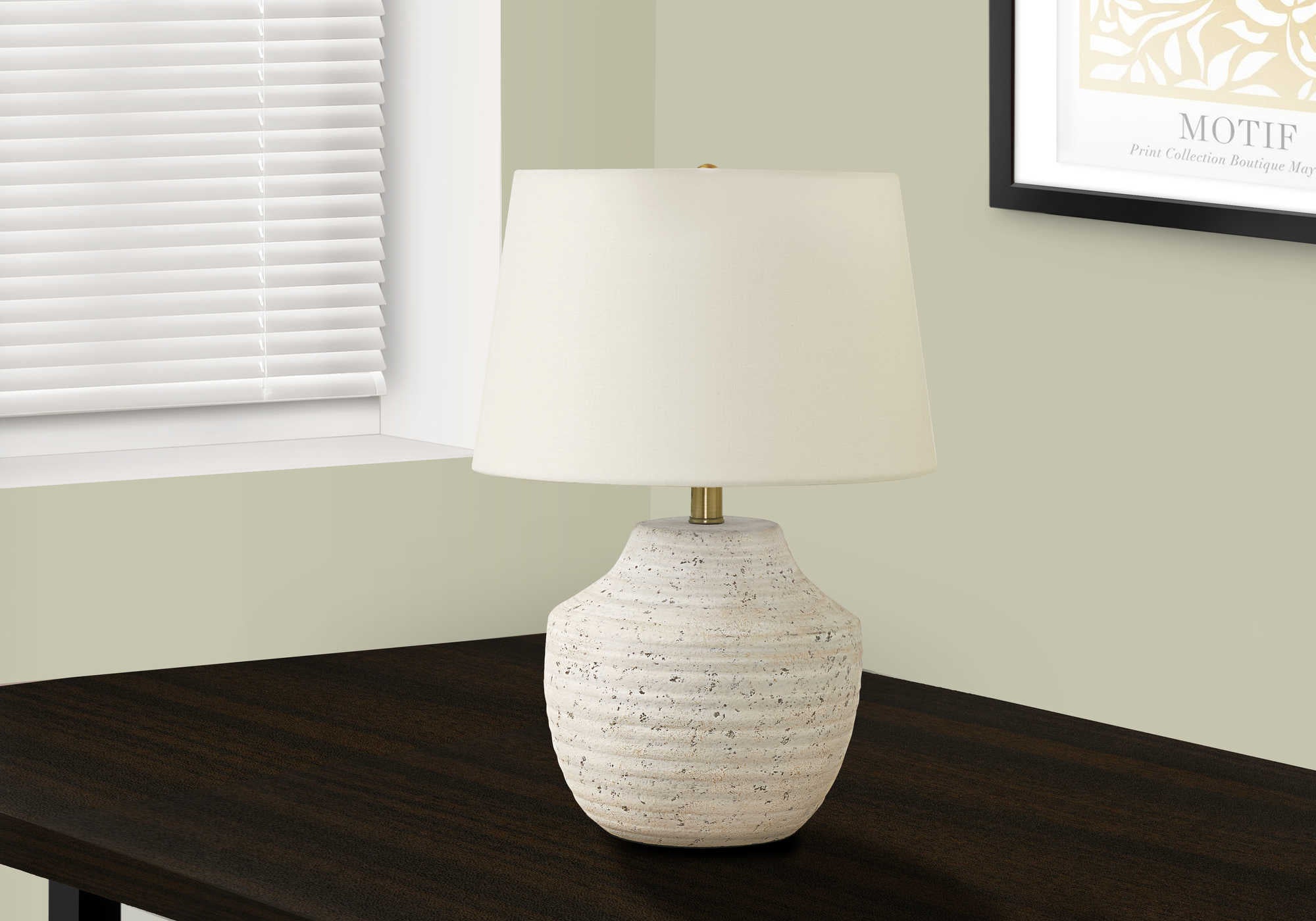 Image of lighting - 20h table lamp cream concrete  ivory shade i 9730.