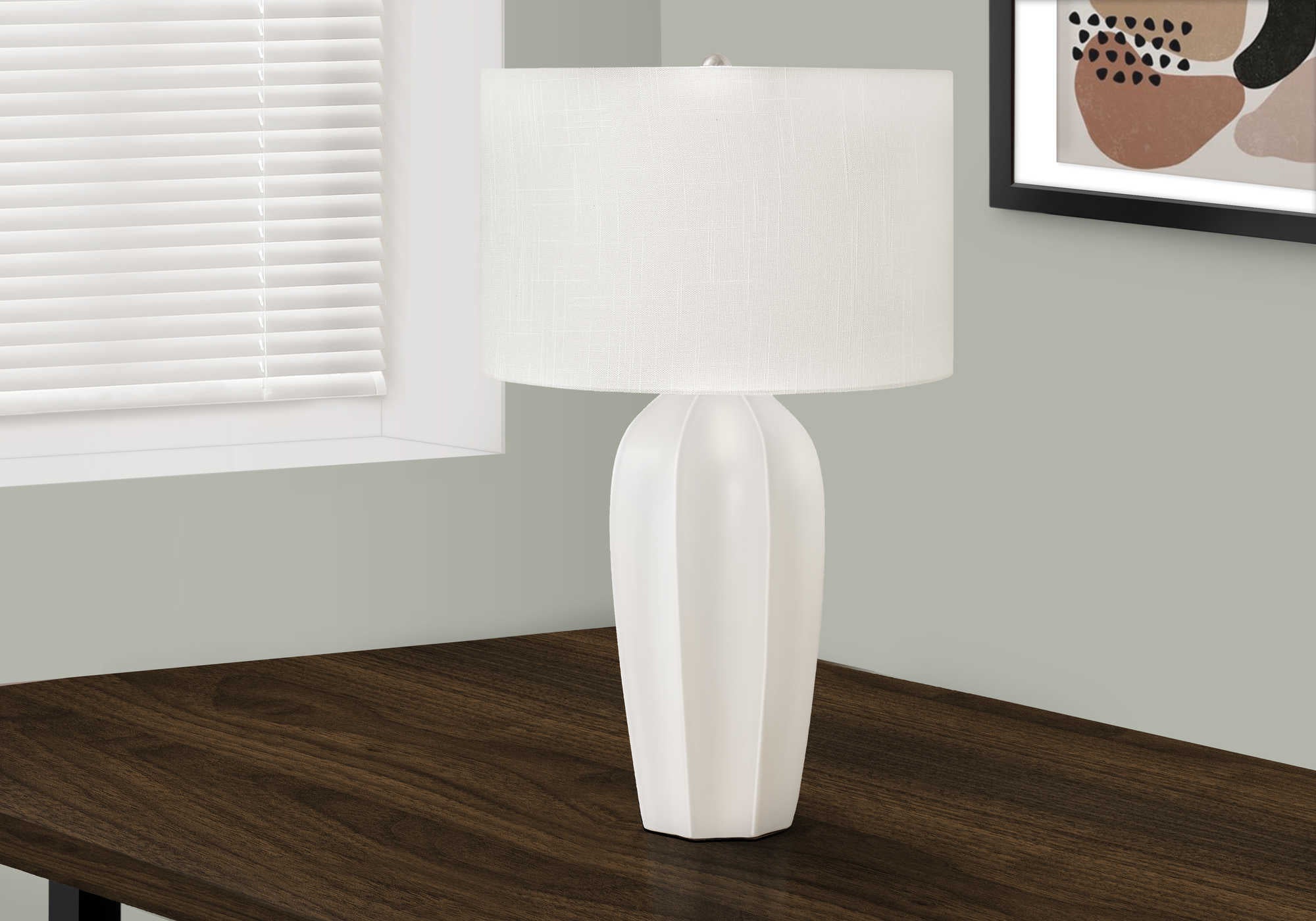 Image of lighting - 27h table lamp cream ceramic  ivory shade i 9731.