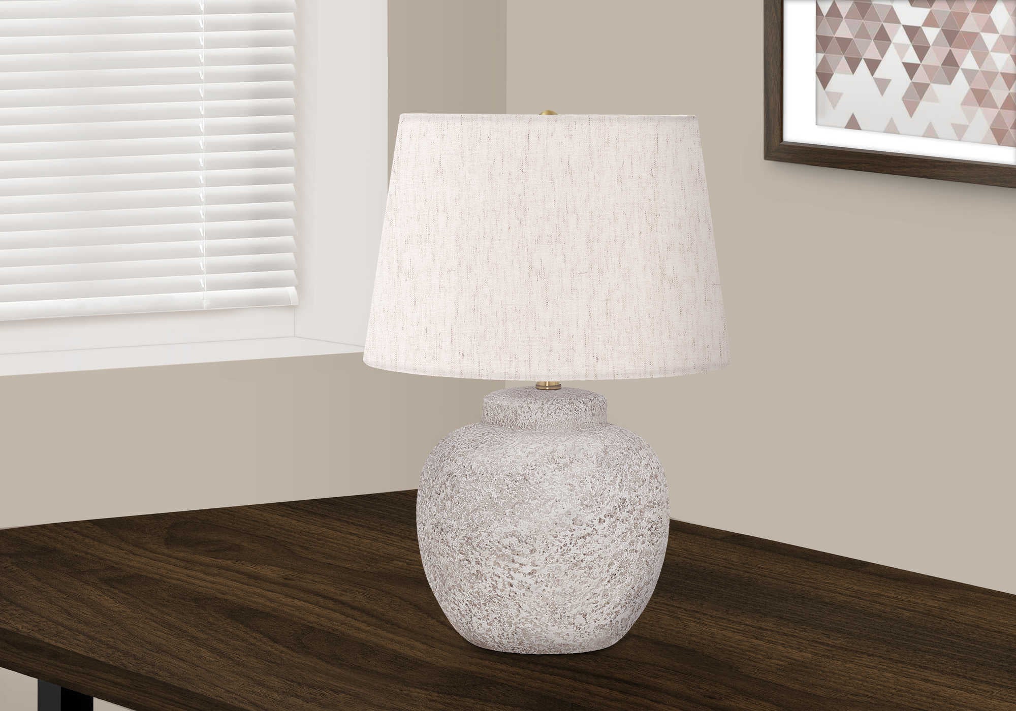 Image of lighting - 22h table lamp cream concrete  ivory shade i 9732.
