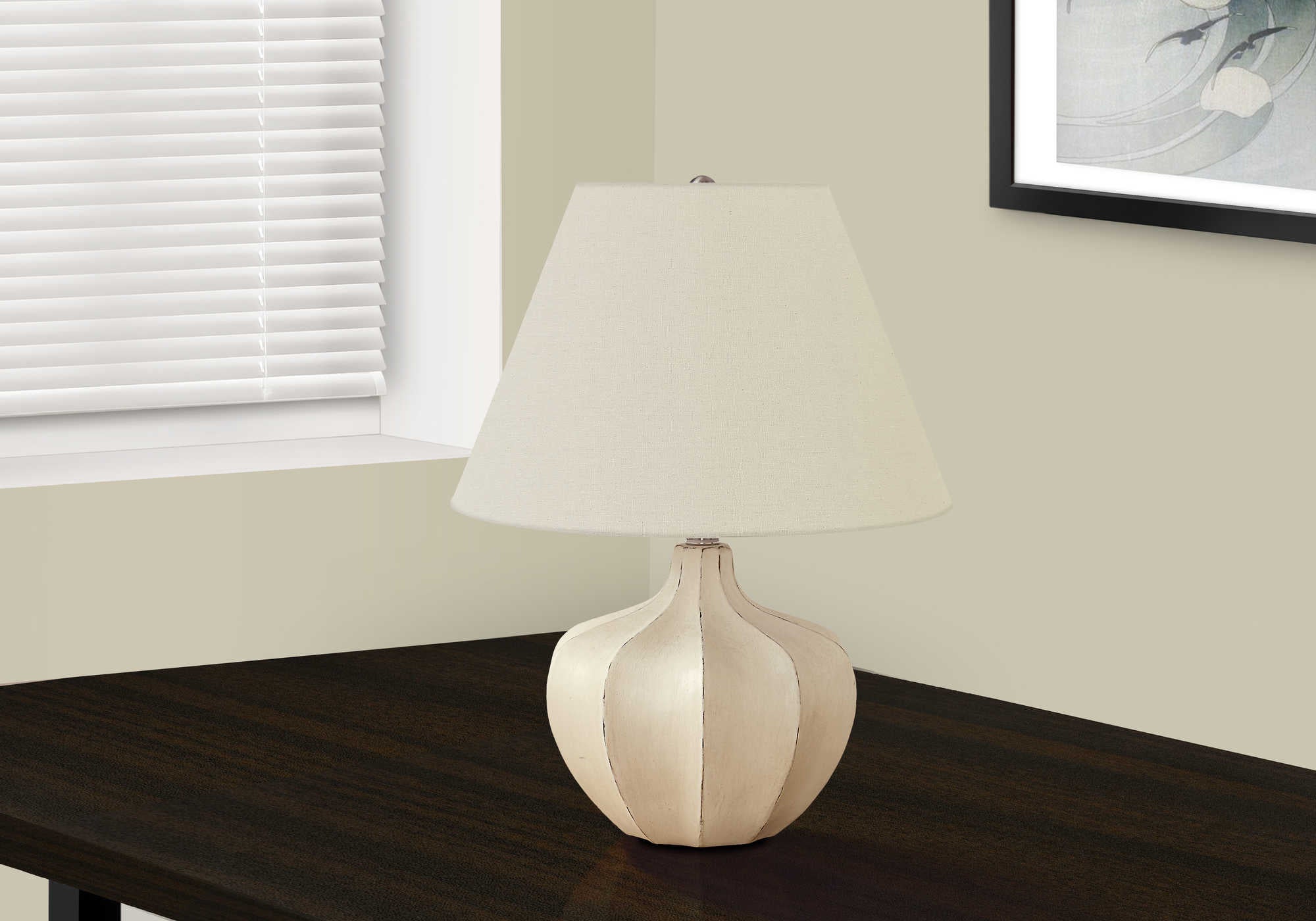 Image of lighting - 21h table lamp cream resin   ivory shade i 9733.