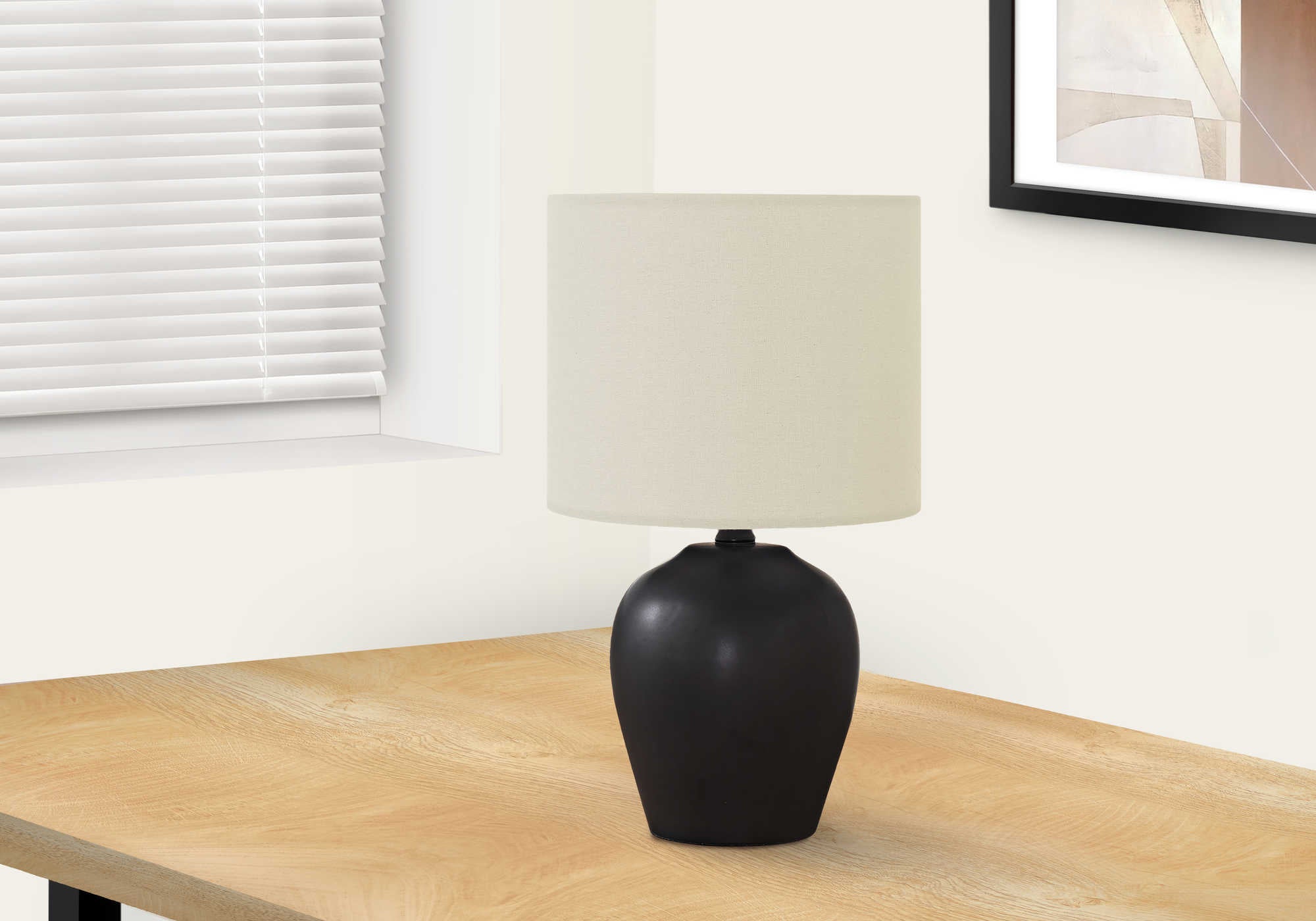 Image of lighting - 17h table lamp black ceramic  ivory shade i 9738.