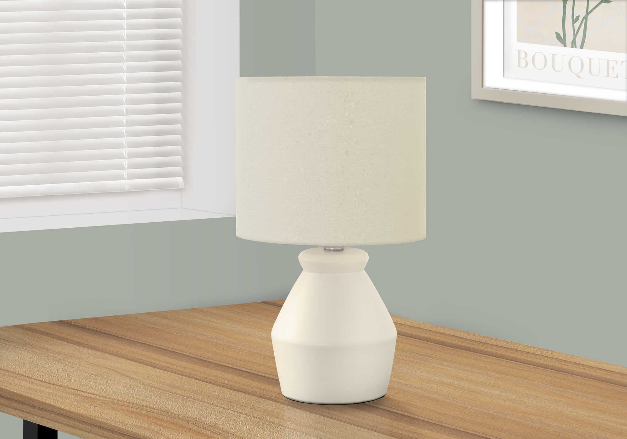 Image of lighting - 17h table lamp cream ceramic  ivory shade i 9740.