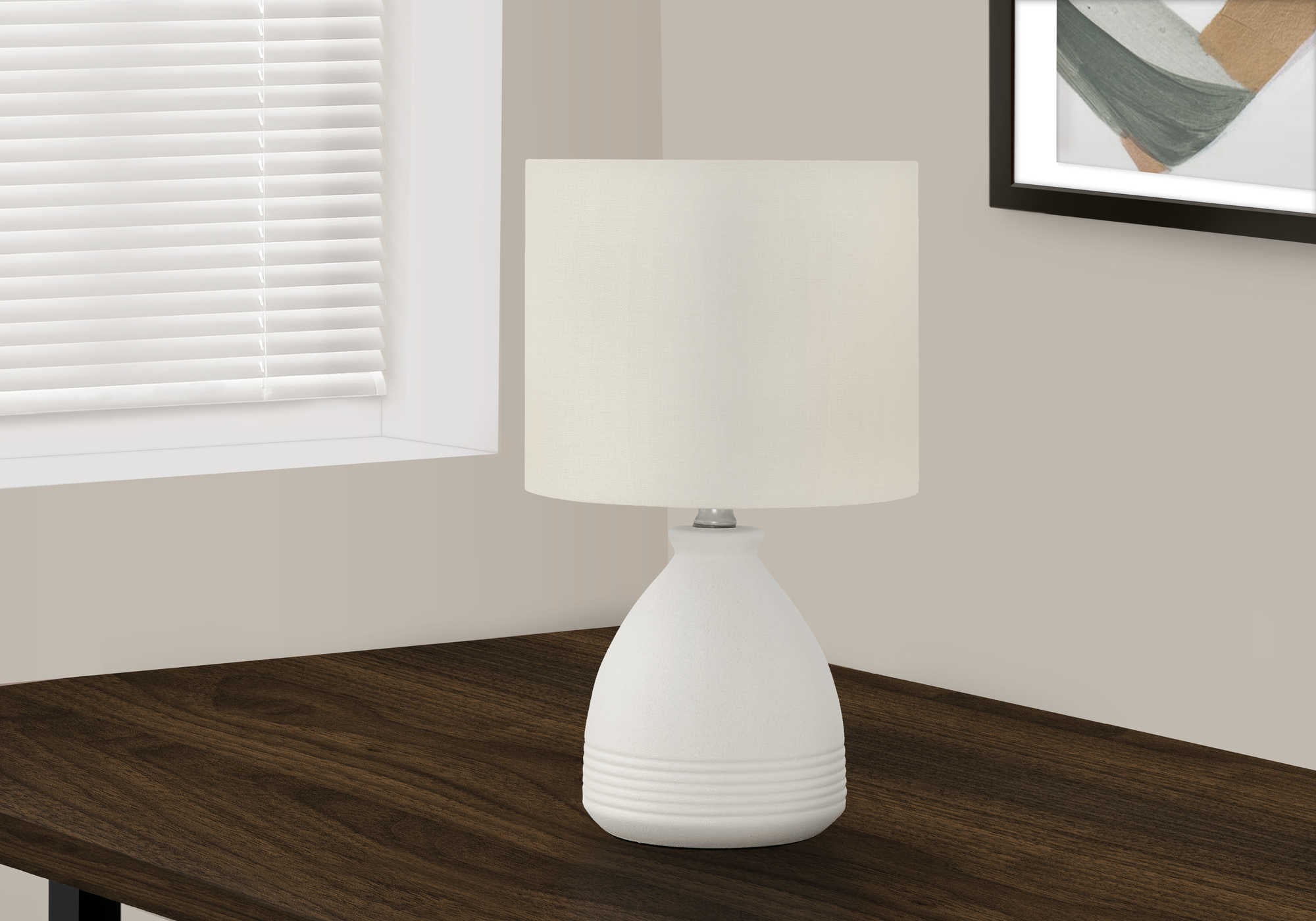 Image of lighting - 17h table lamp cream ceramic  ivory shade i 9741.