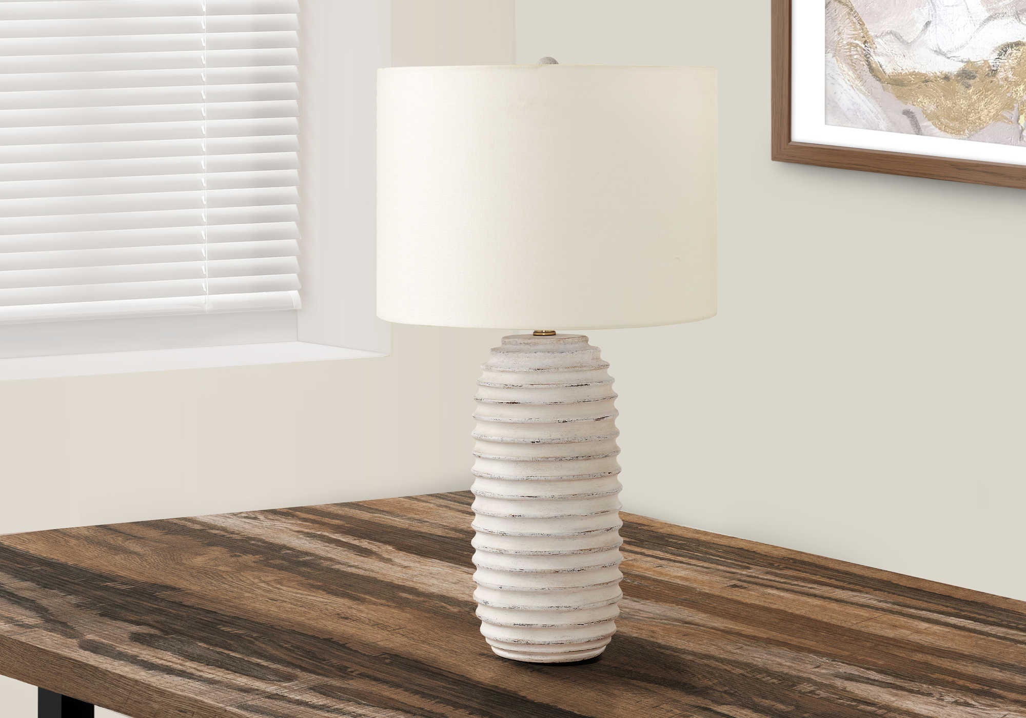 Image of lighting - 28h table lamp cream resin  ivory shade i 9742.