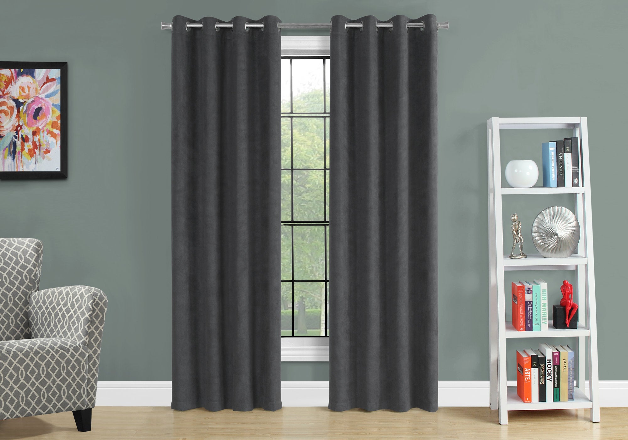 Image of curtain panel - 2pcs 54inch w x 84inch h grey room darkening  i 9803.