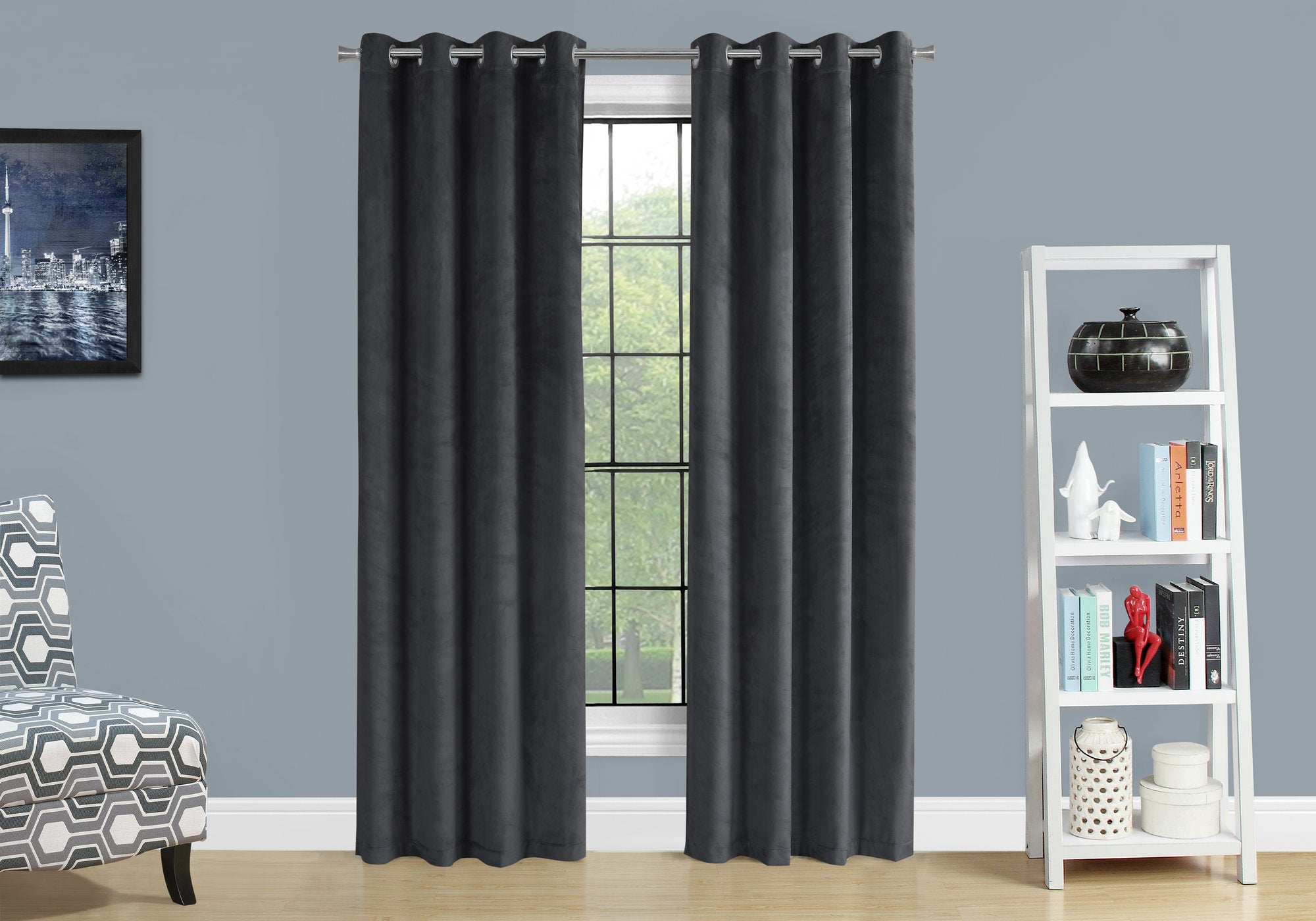 Image of curtain panel - 2pcs 52inch w x 84inch h grey room darkening  i 9823.