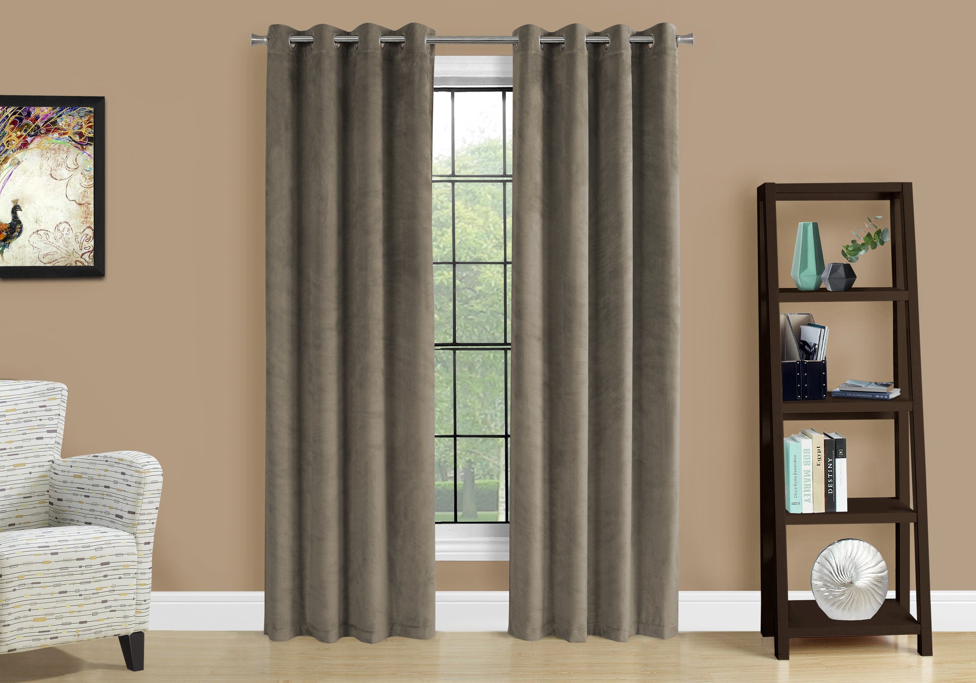 Image of curtain panel - 2pcs 52inch w x 95inch h taupe room darkening  i 9827.